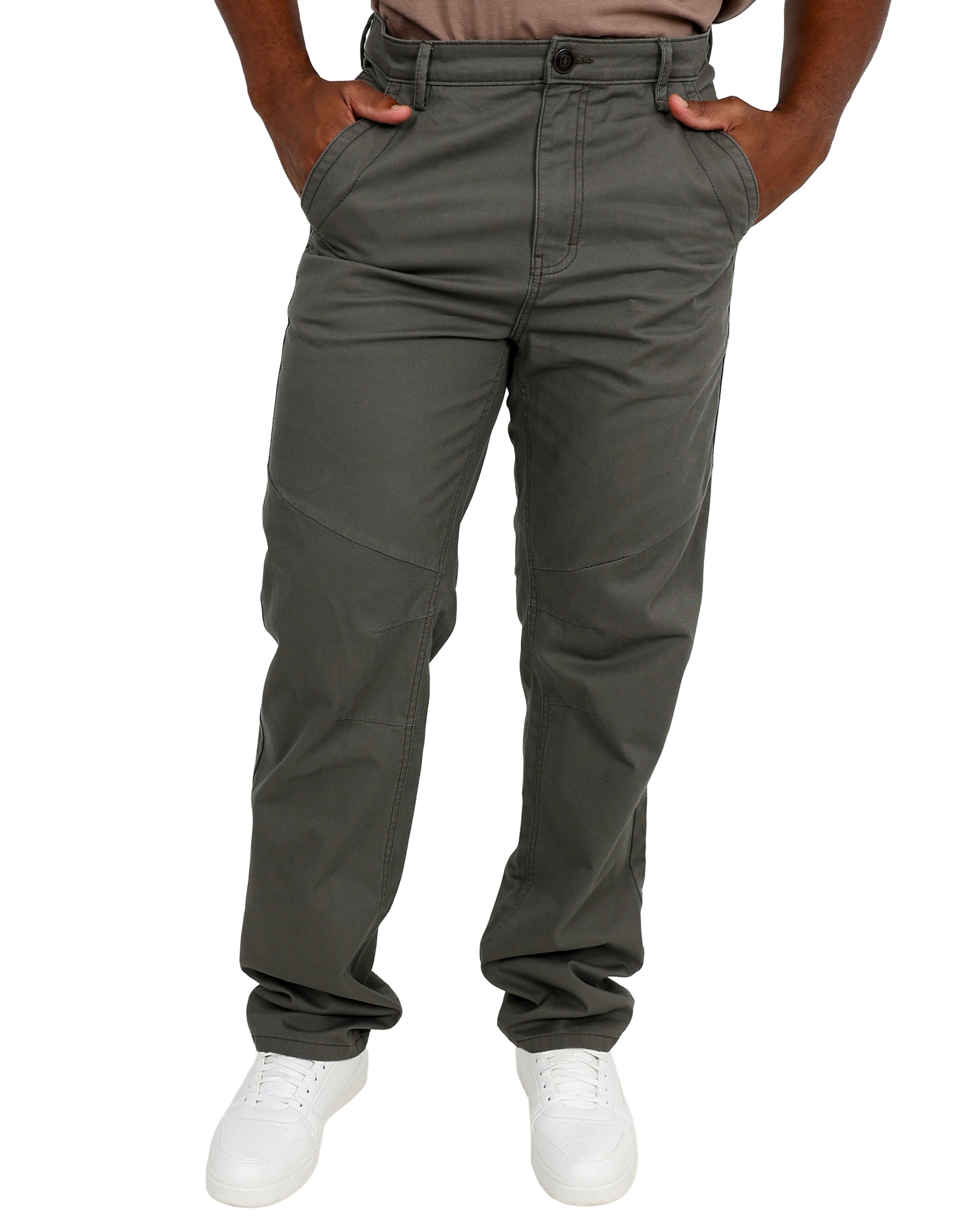 Straight Leg Olive Casual Cotton Pant