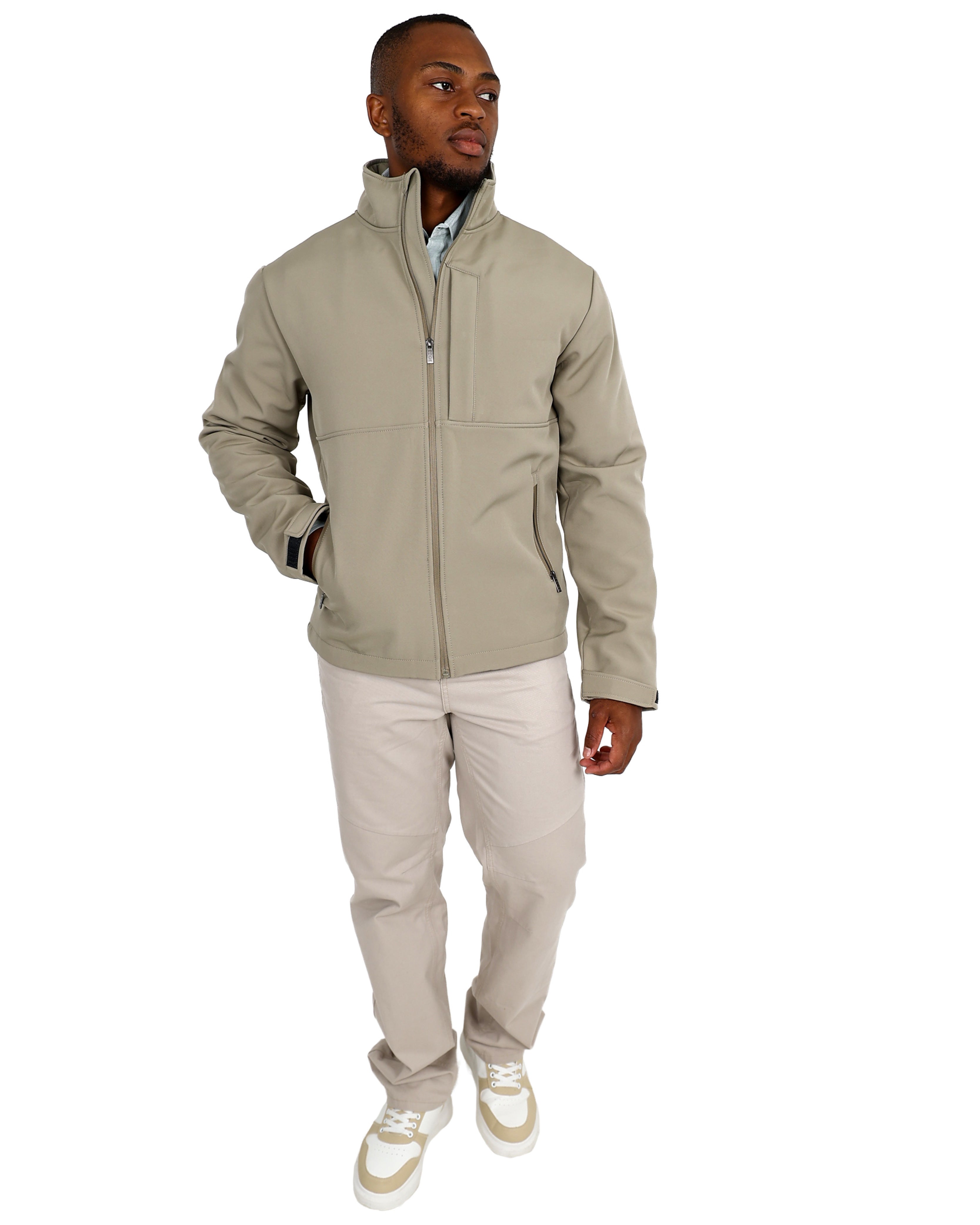 Stone Softshell Bonded Fleece Zip Up Jacket