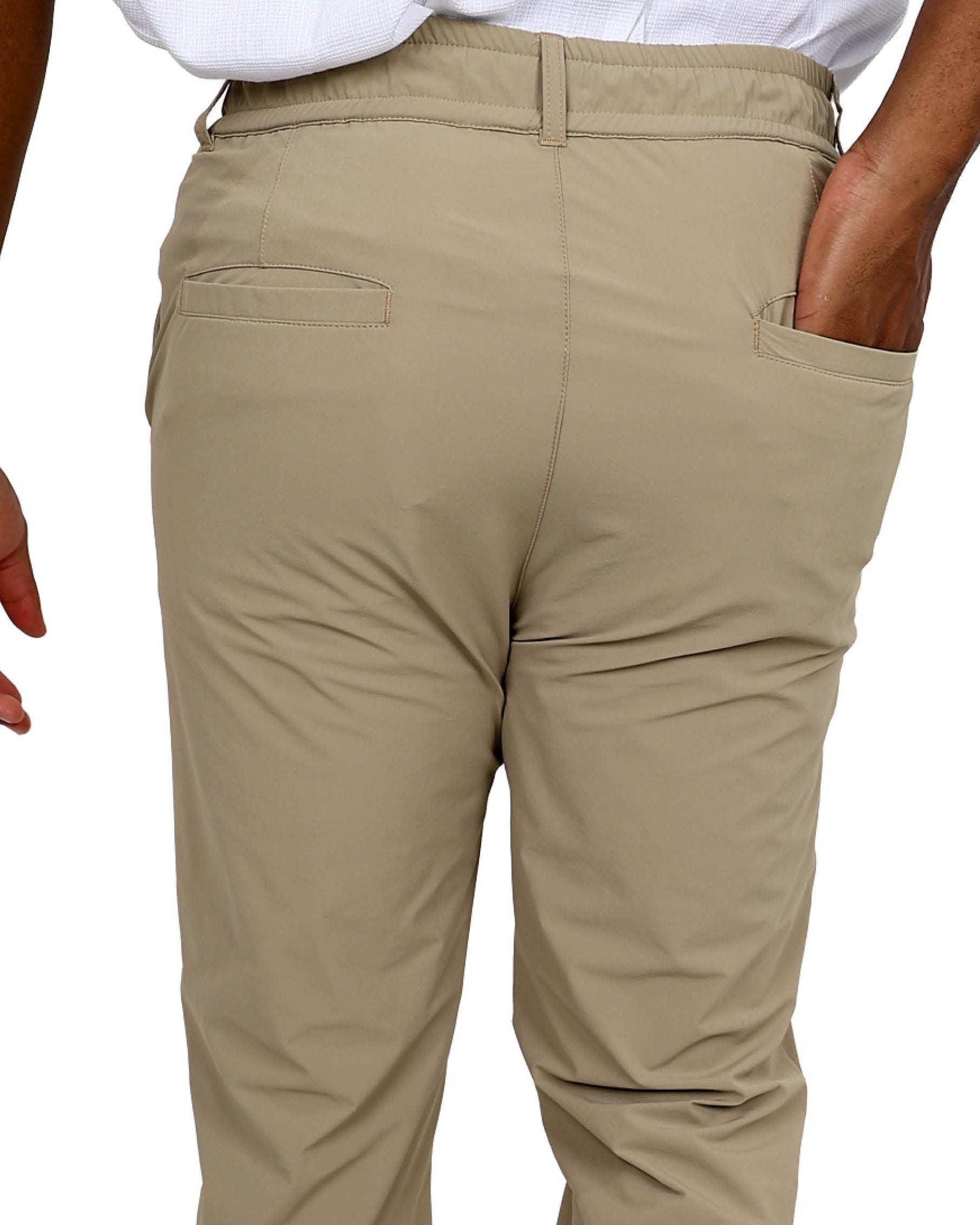 Regular Fit Elasticated Waist Beige Stretch Pants