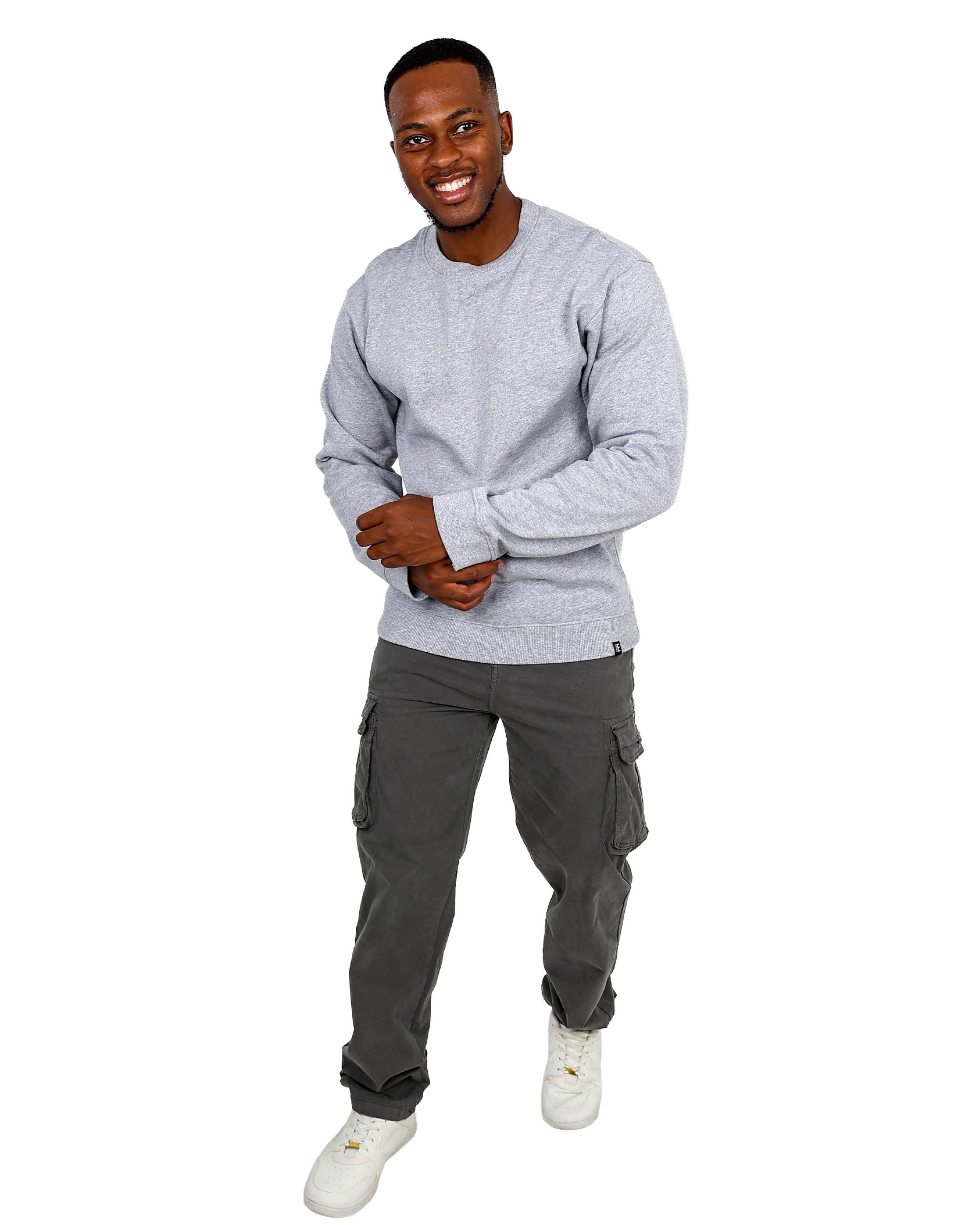 Long Sleeve Grey Mélange Fleece Sweatshirt