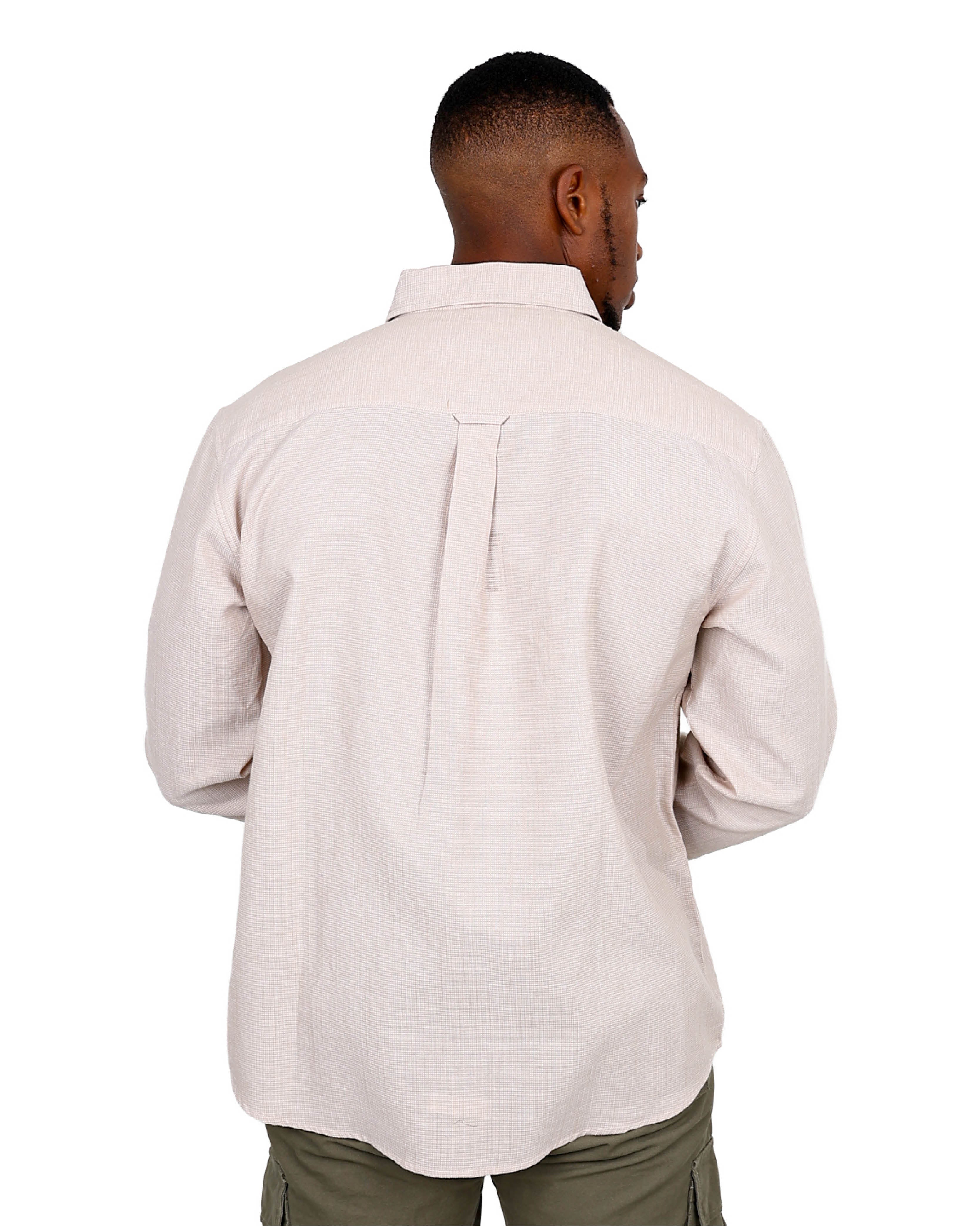 Long Sleeve Mini Waffle Textured Stone Shirt