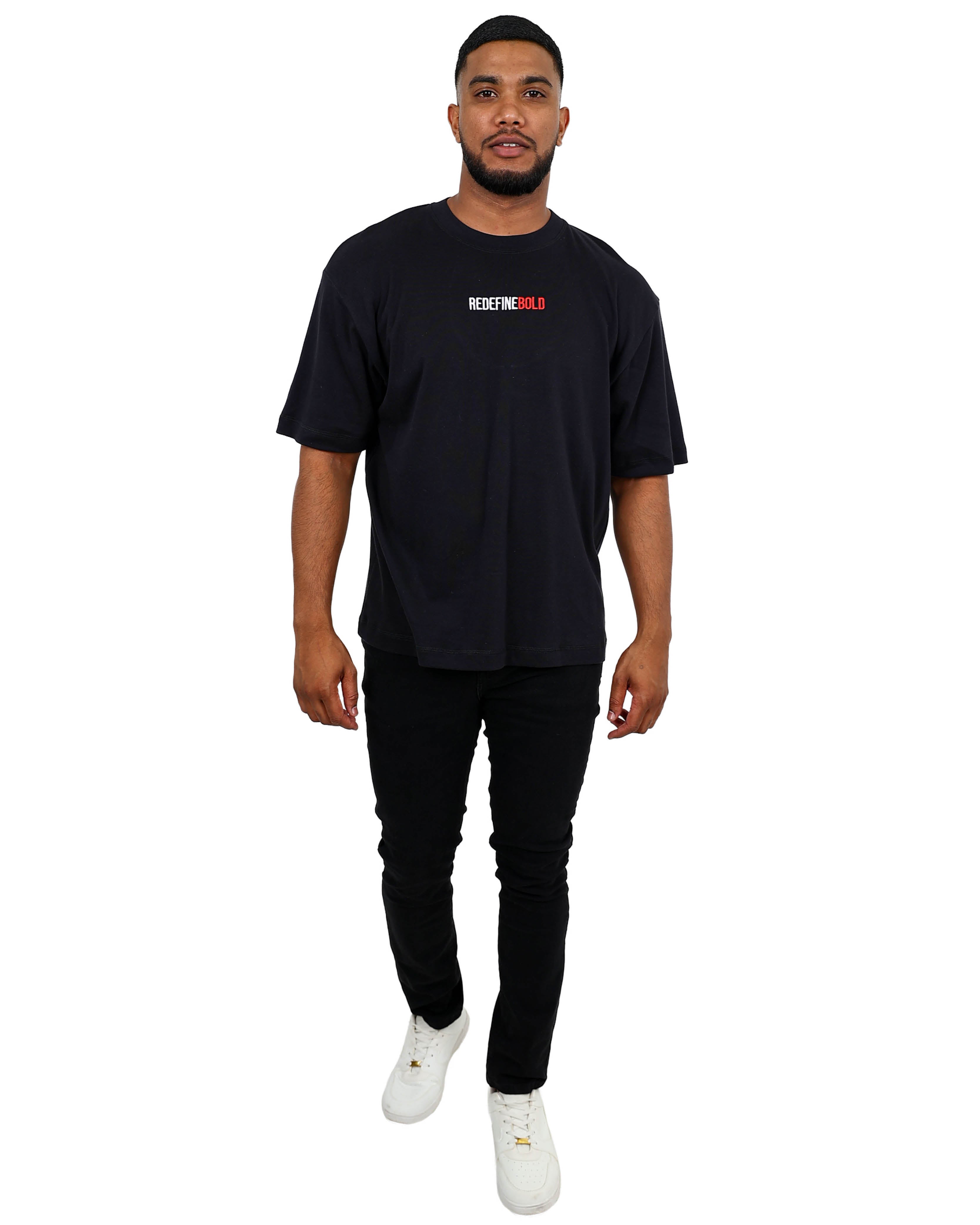 Funk Redefine Bold Embroidered Black Cotton T-Shirt