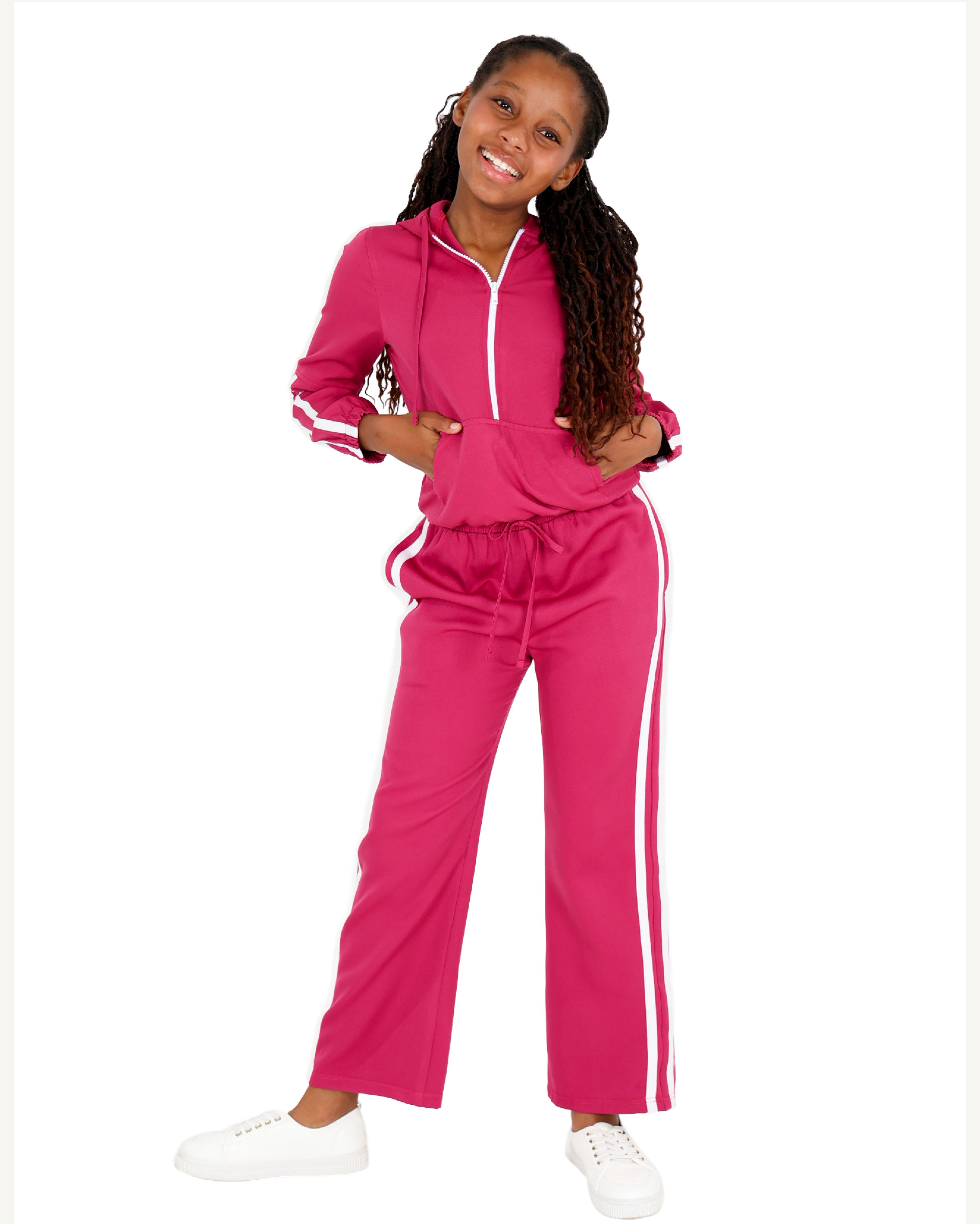 Contrast Taped Zip Up Hoodie