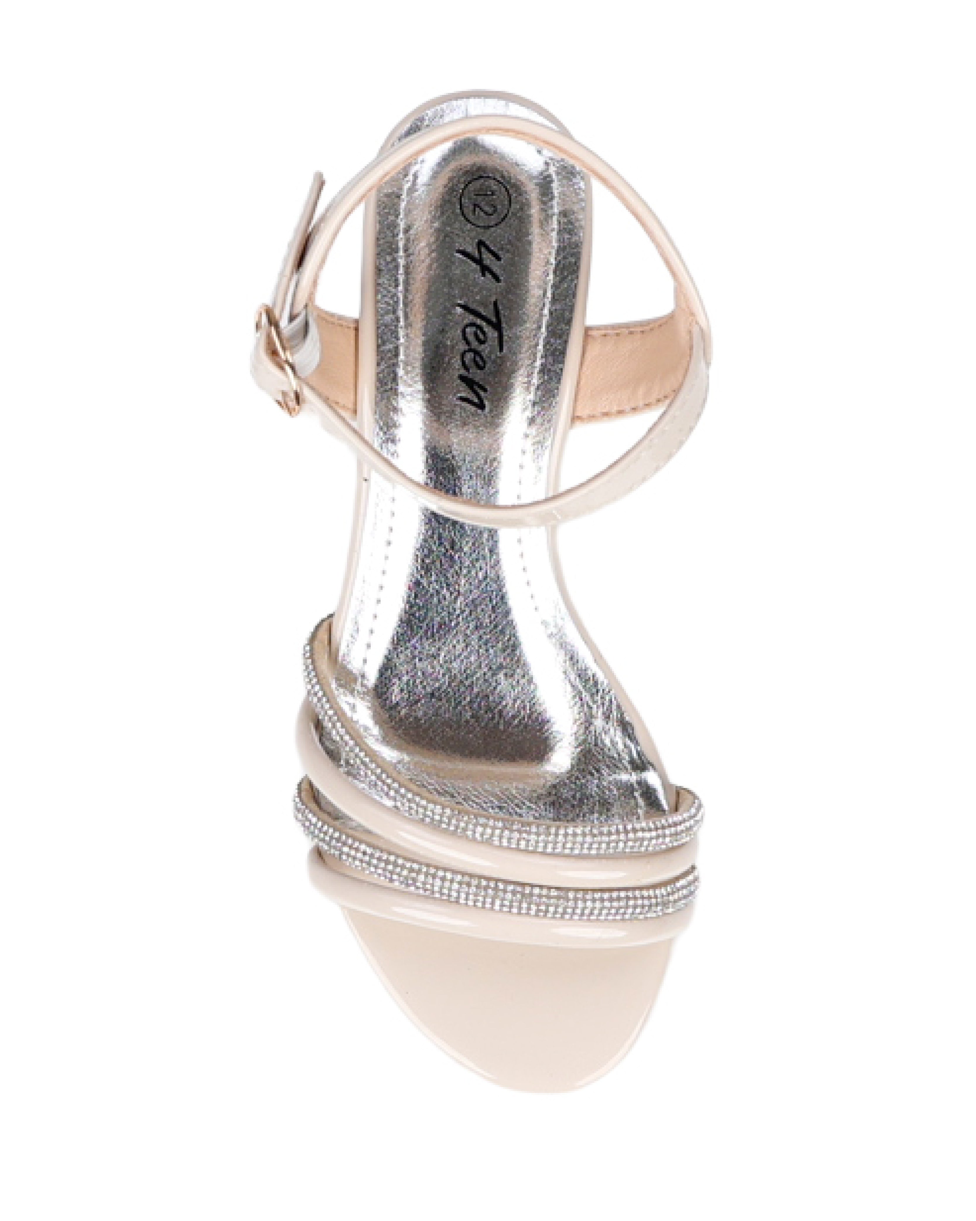 Big Girls Diamante Strap Wedge Sandal