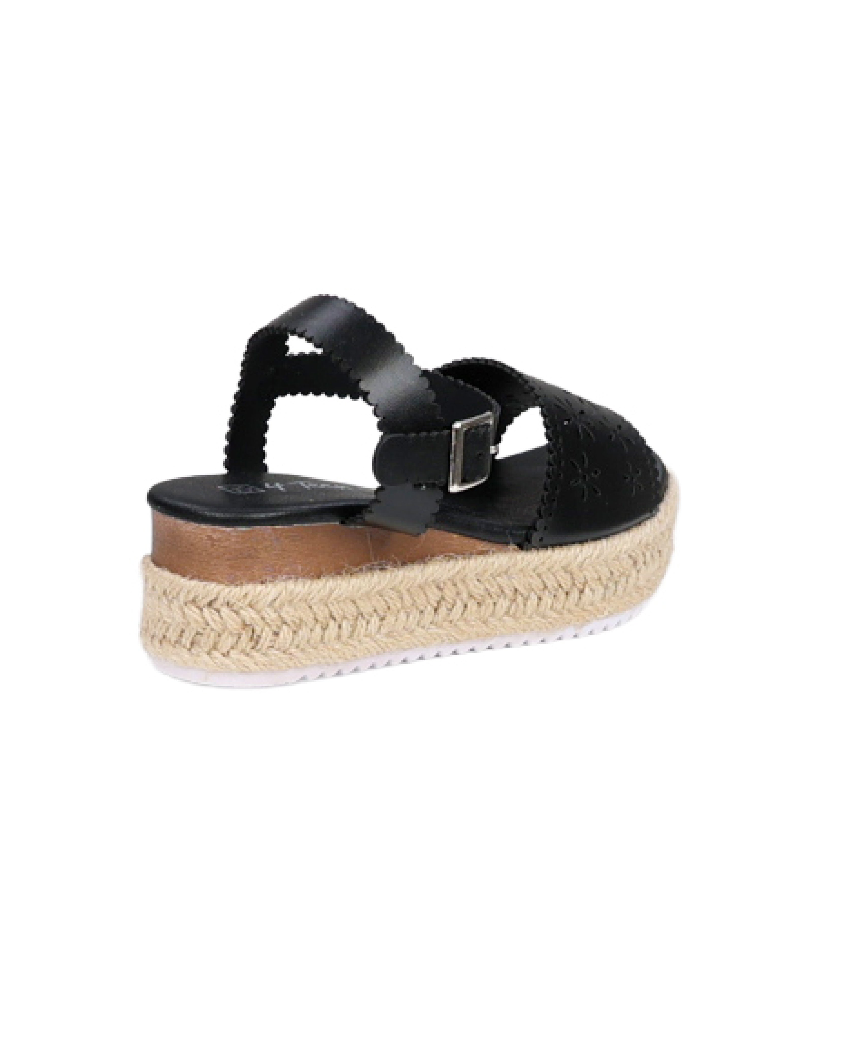 Girls Floral Laser Cut Wedge Sandal