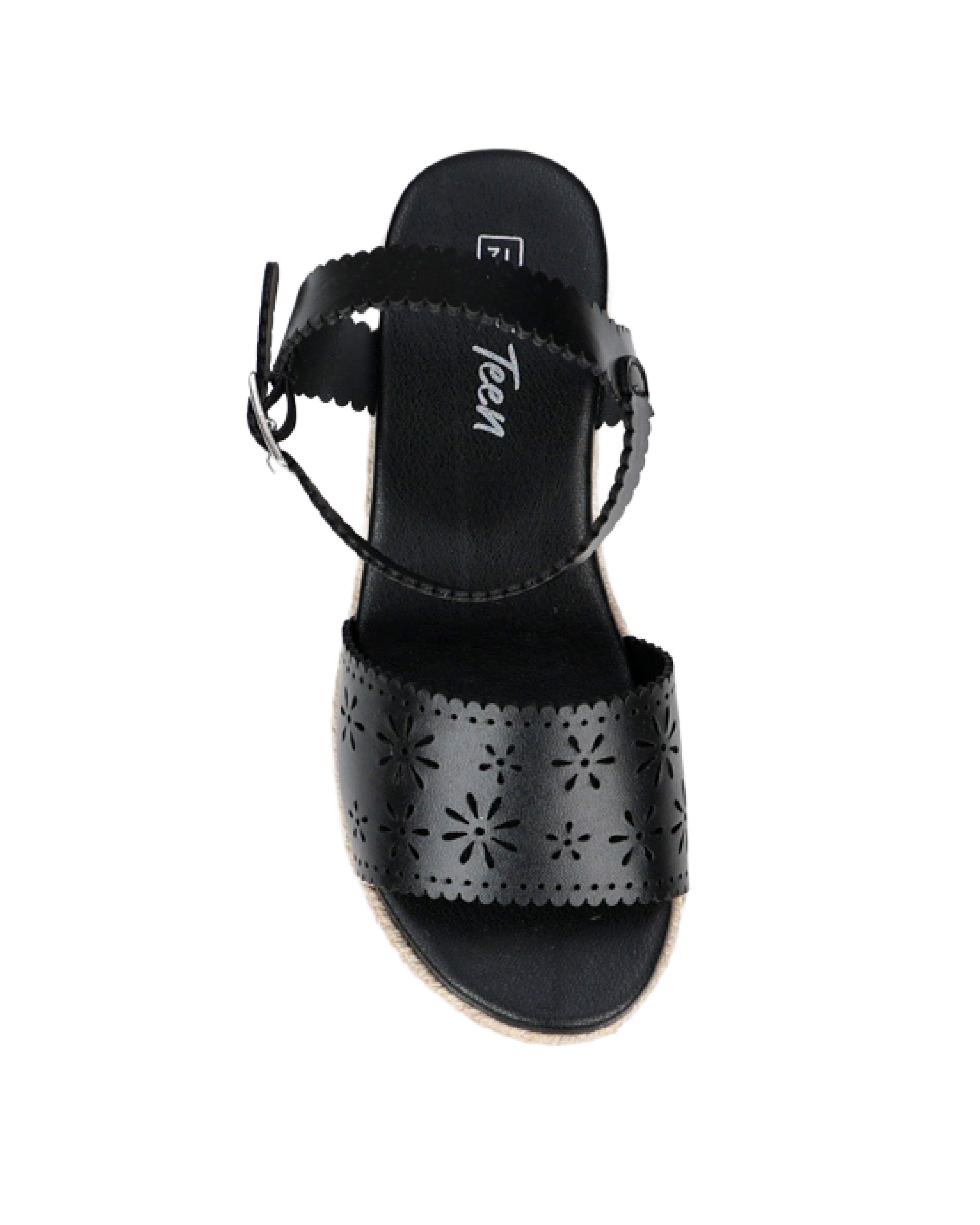 Girls Floral Laser Cut Wedge Sandal