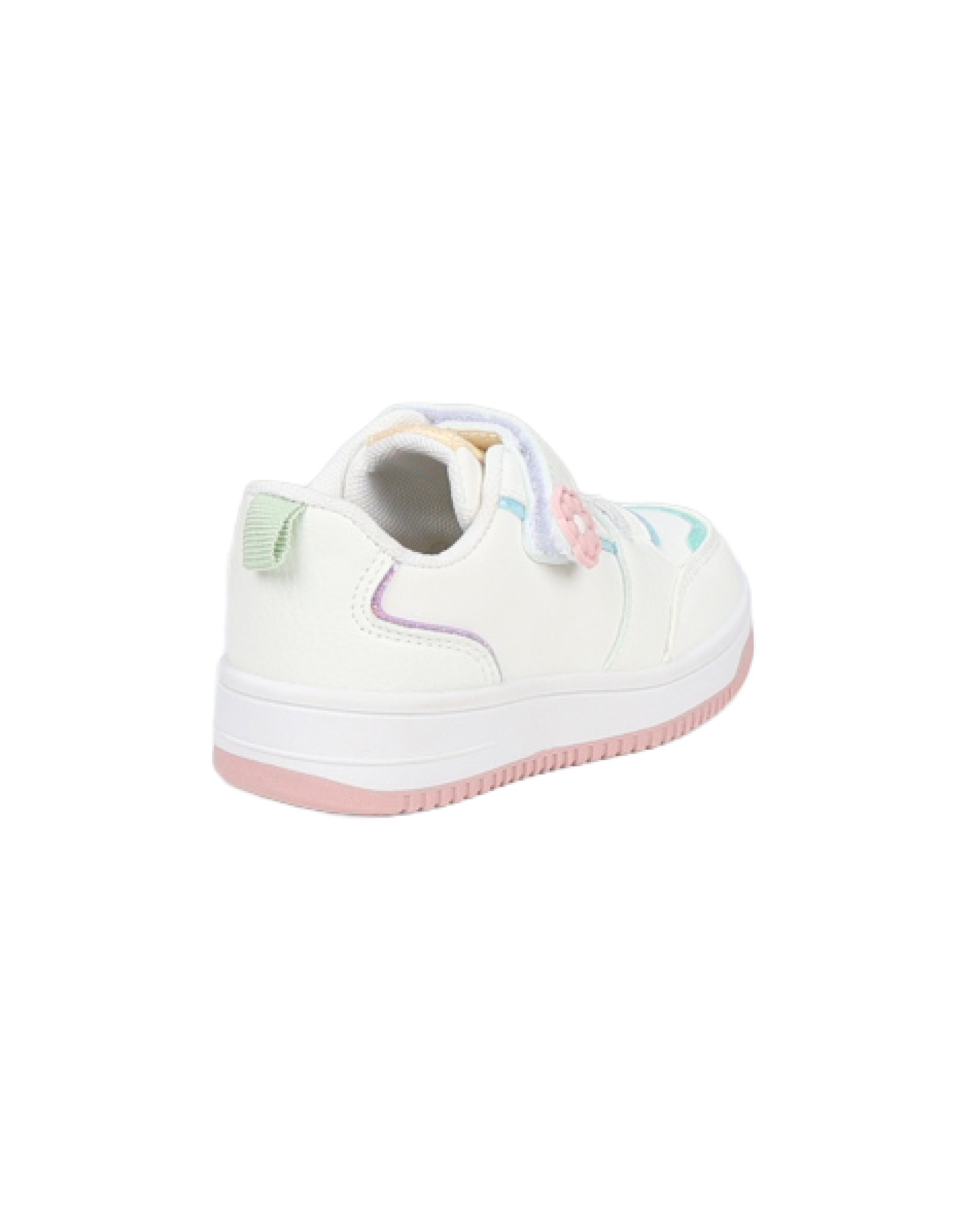 Girls Pastel Flower Detail Velcro Sneakers