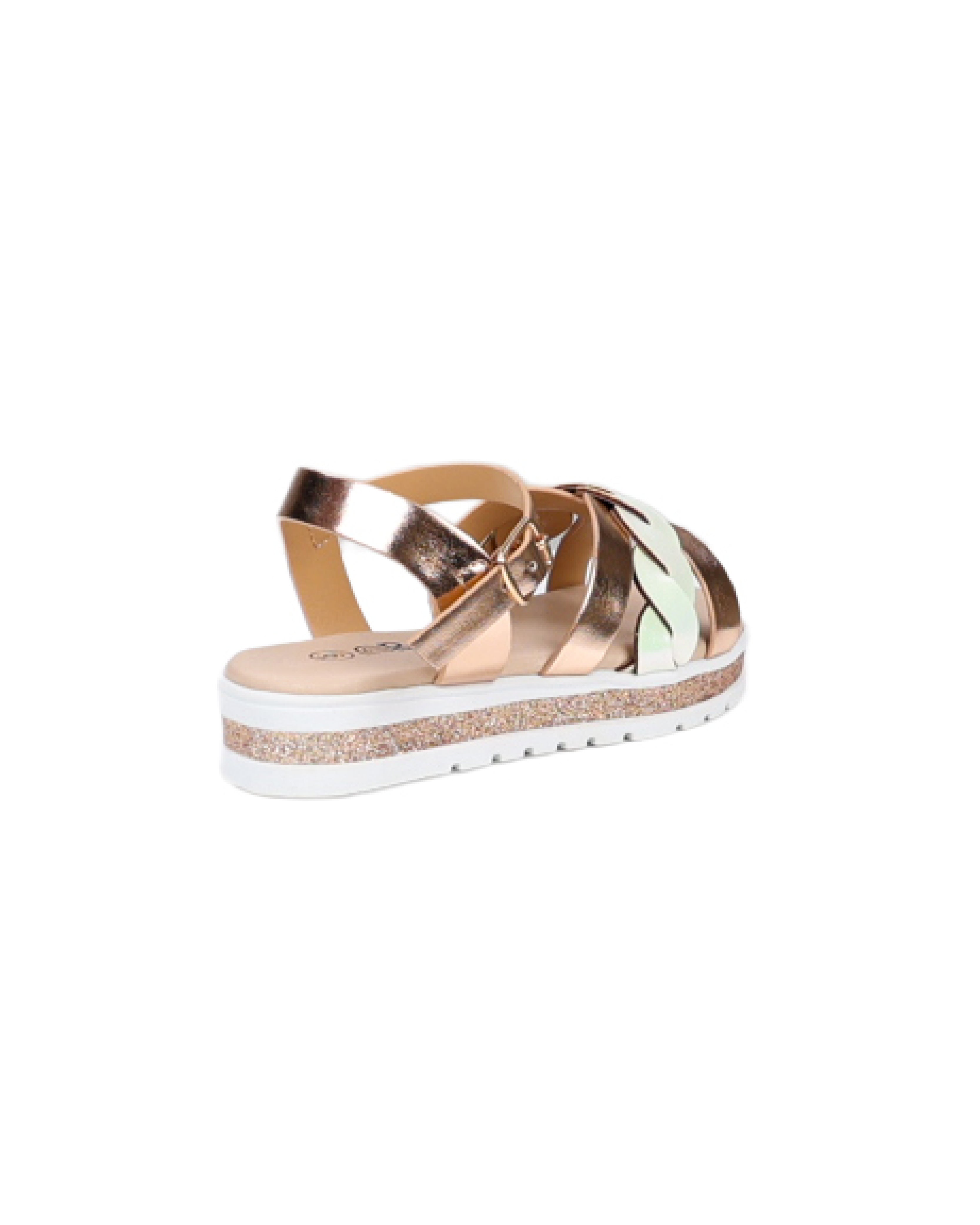 Girls Metallic Strappy Glitter Detail Comfort Sandal
