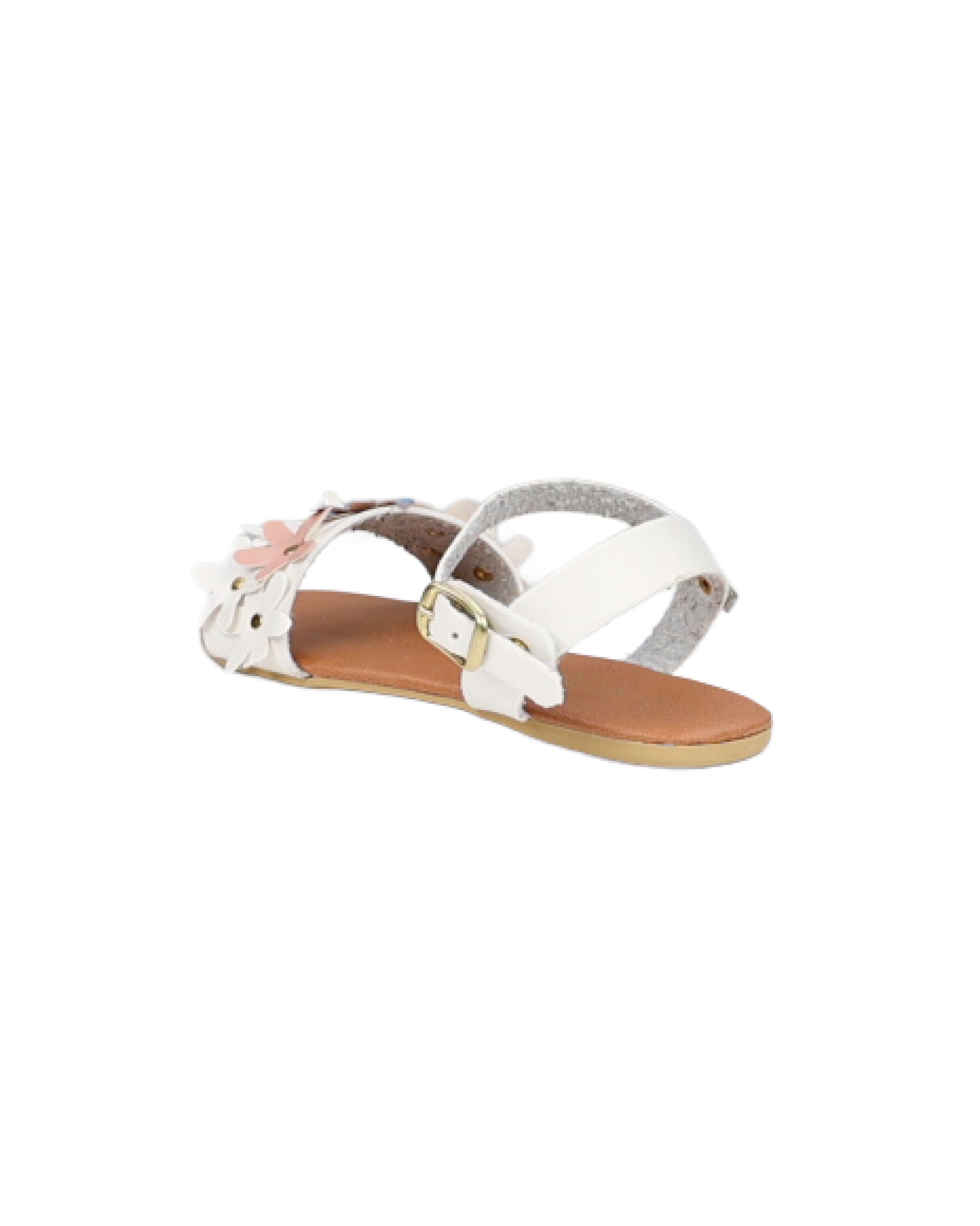 Girls Pastel Flower Detail Ankle Strap Sandal