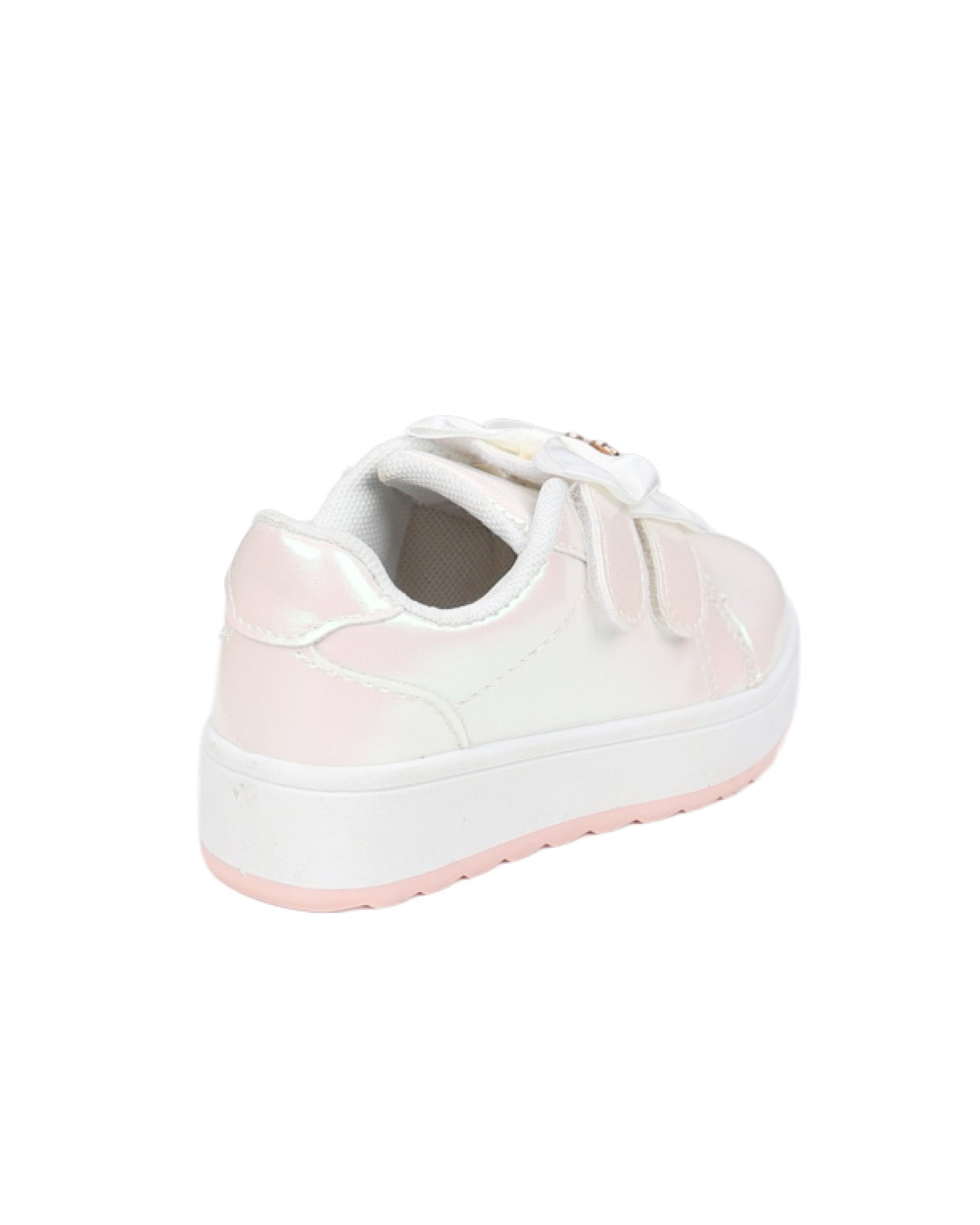 Girls Velcro Double Bow Detail Pearlised Sneaker