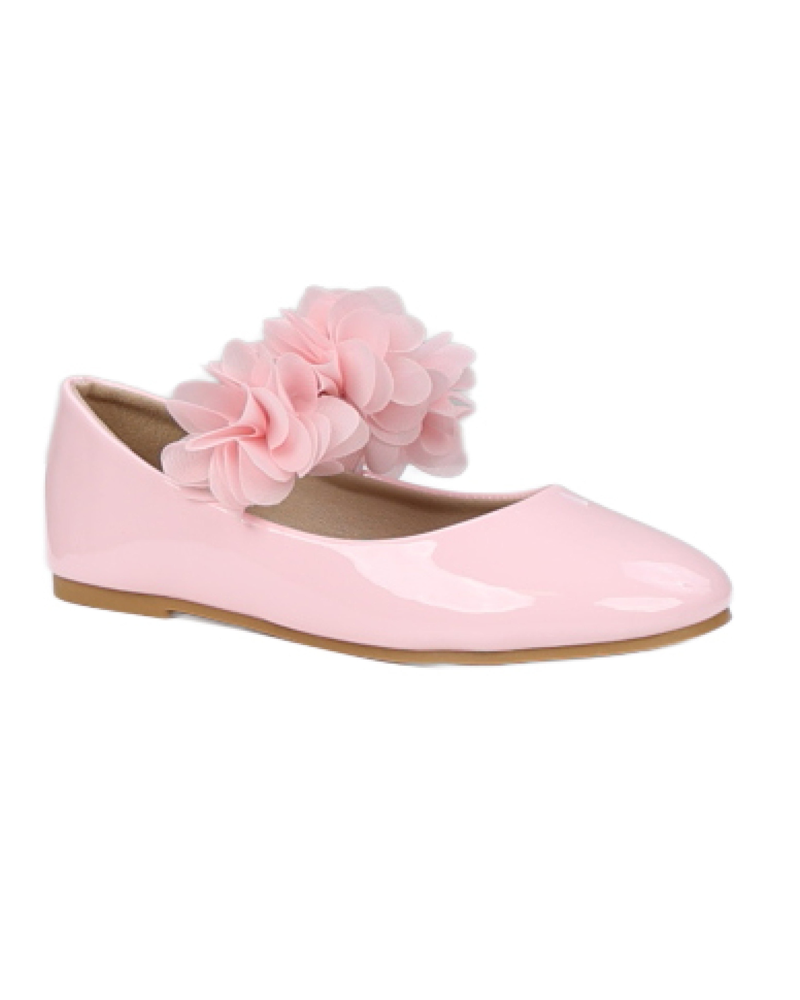Girls Floral Band Pink Formal Pumps