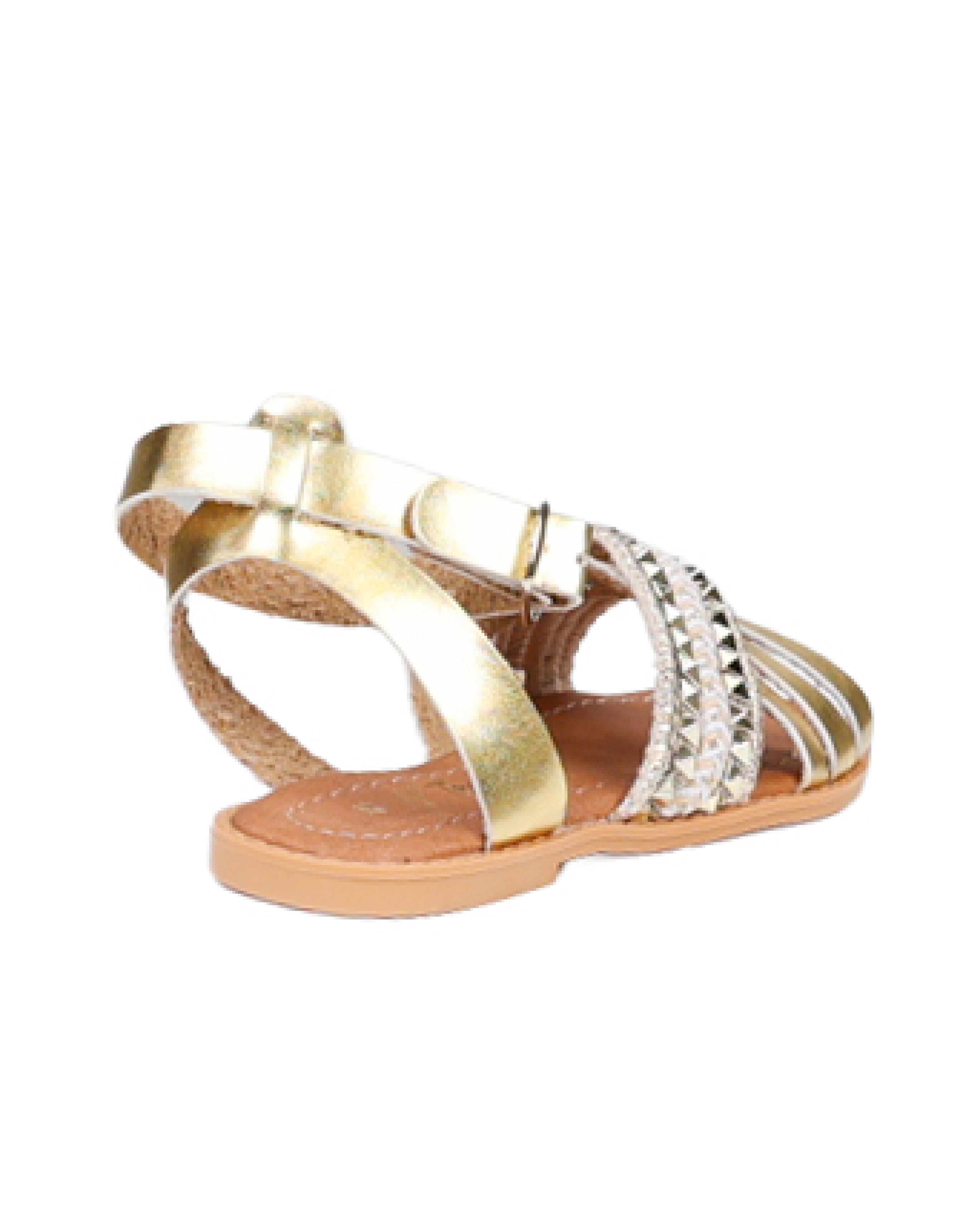 Gold Embellished Braid Crossover Jockey Strap Sandals