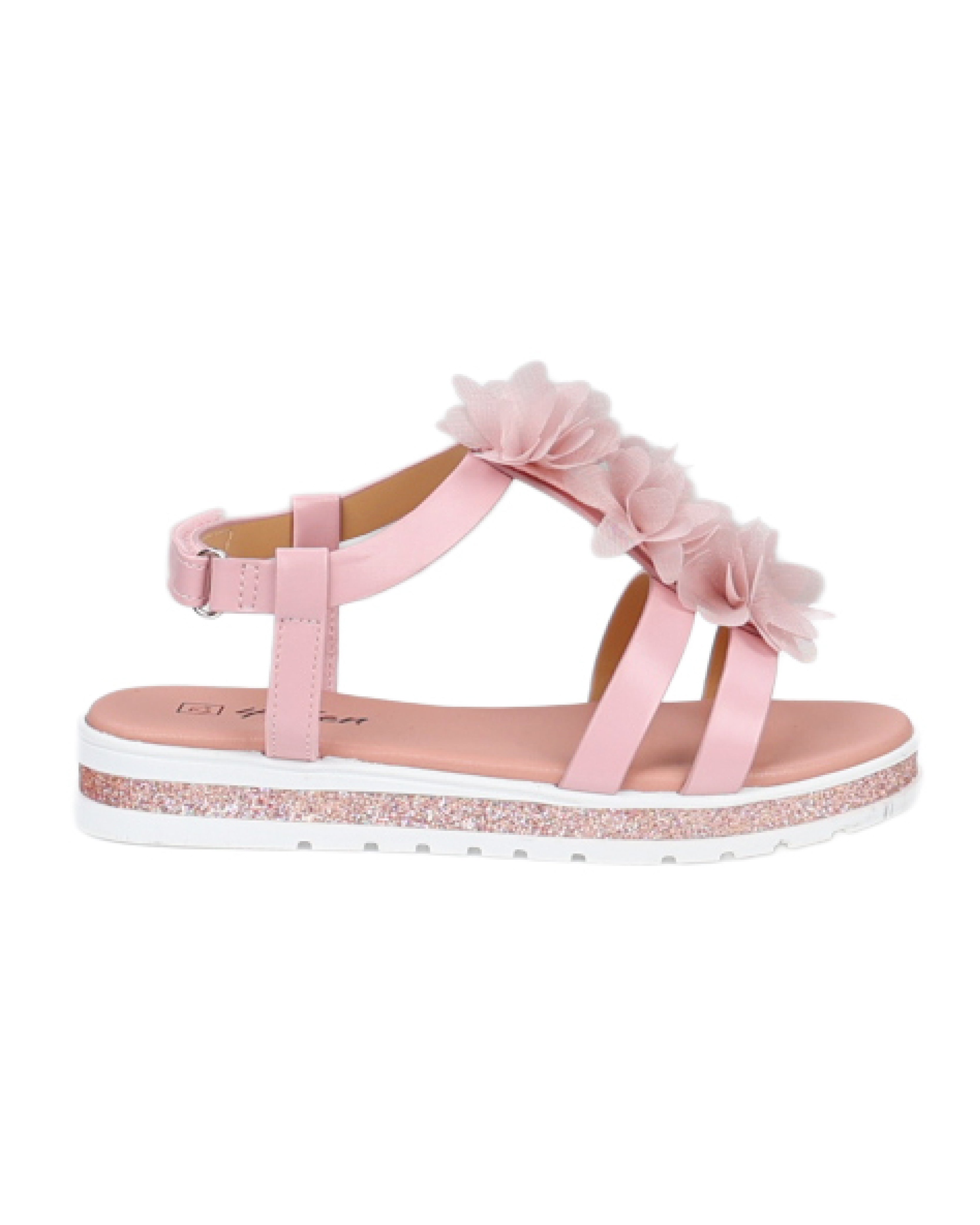 Girls Flower Detail Strappy Comfort Sandal