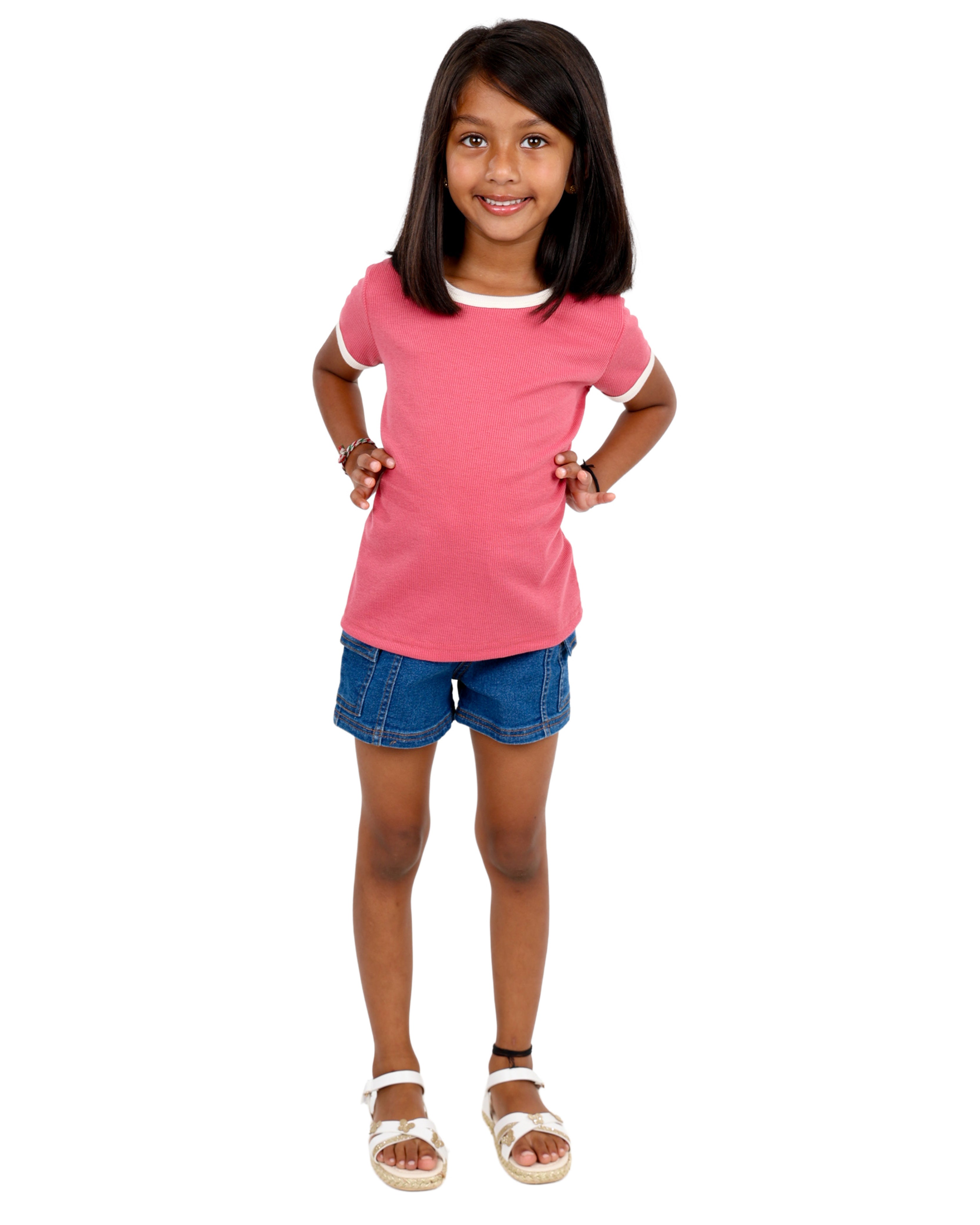 Short Sleeve Contrast Ribbed T-Shirt