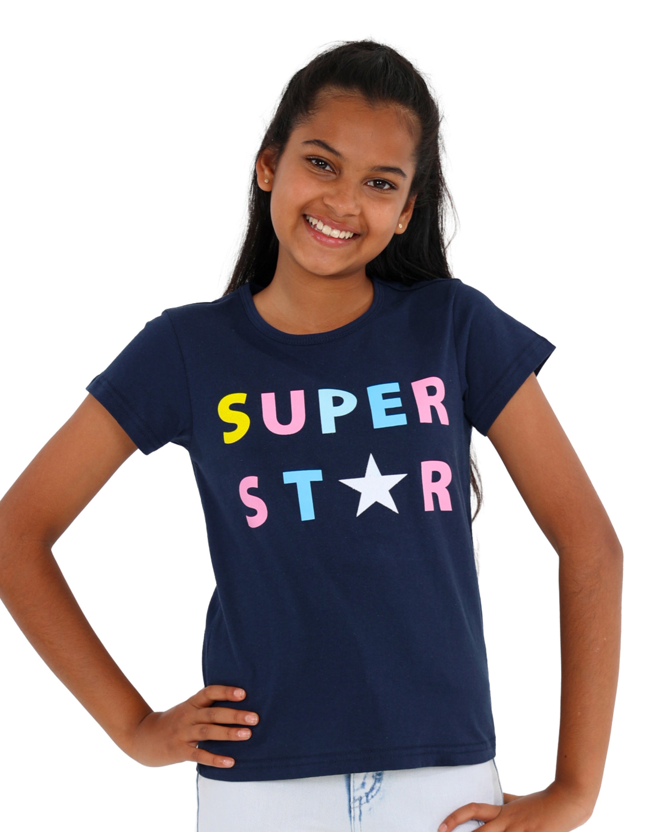 Short Sleeve "Super Star" Graphic Print T-Shirt