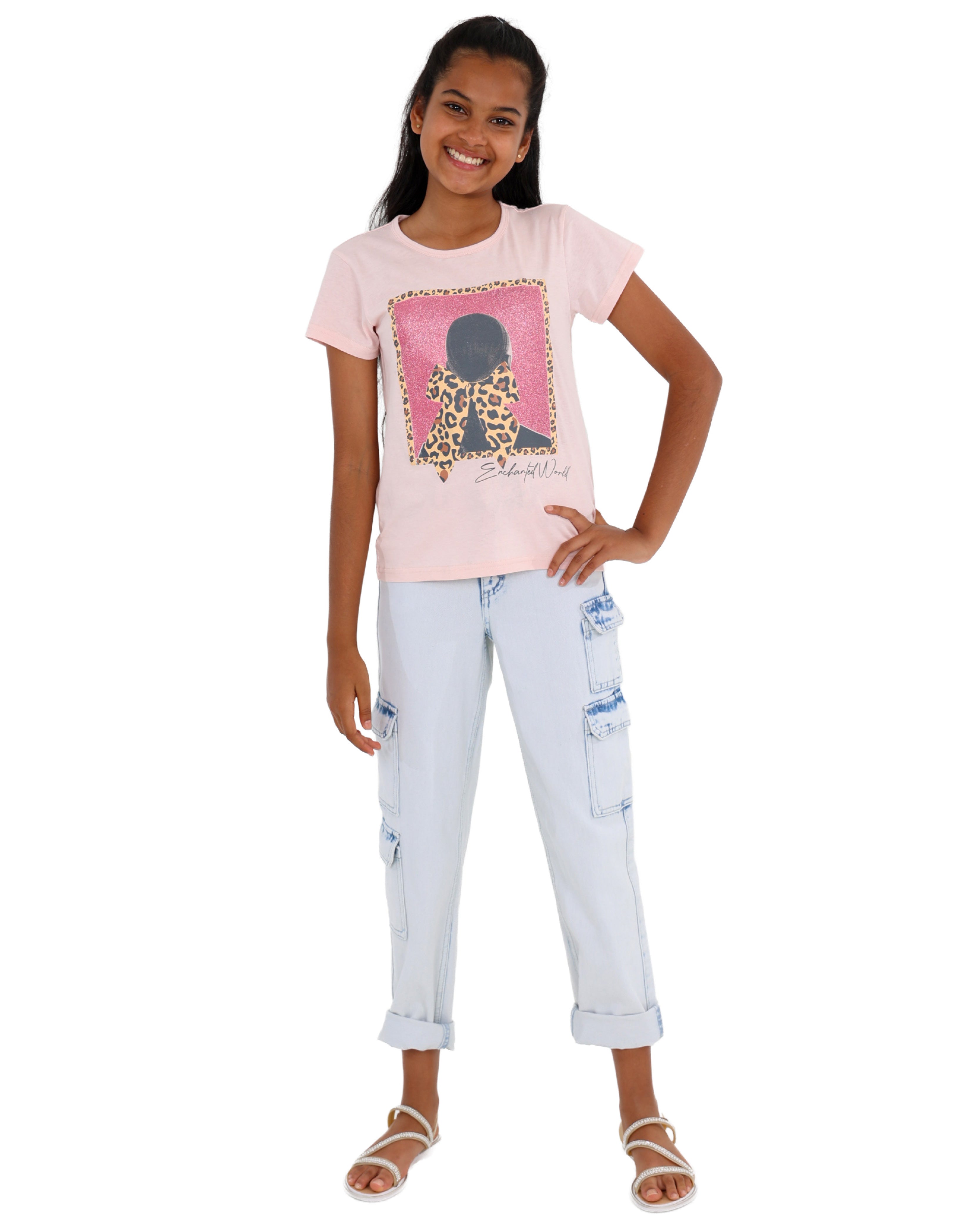 Short Sleeve "Bow" Graphic Print T-Shirts