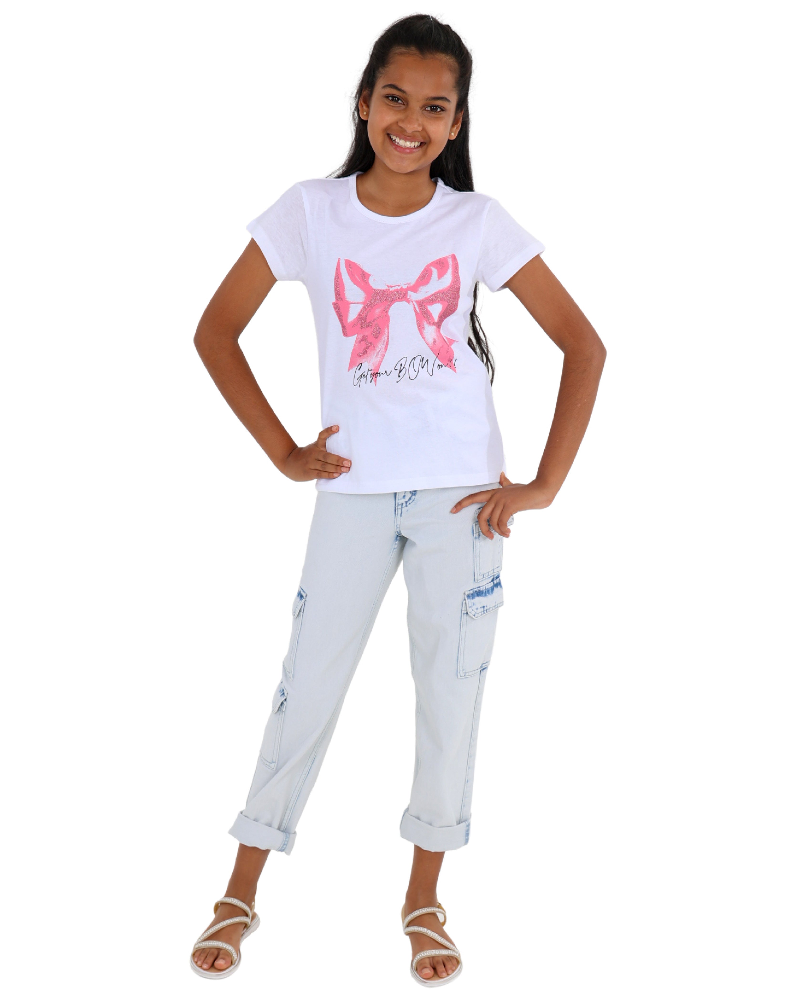 Short Sleeve "Bow" Graphic Print T-Shirts