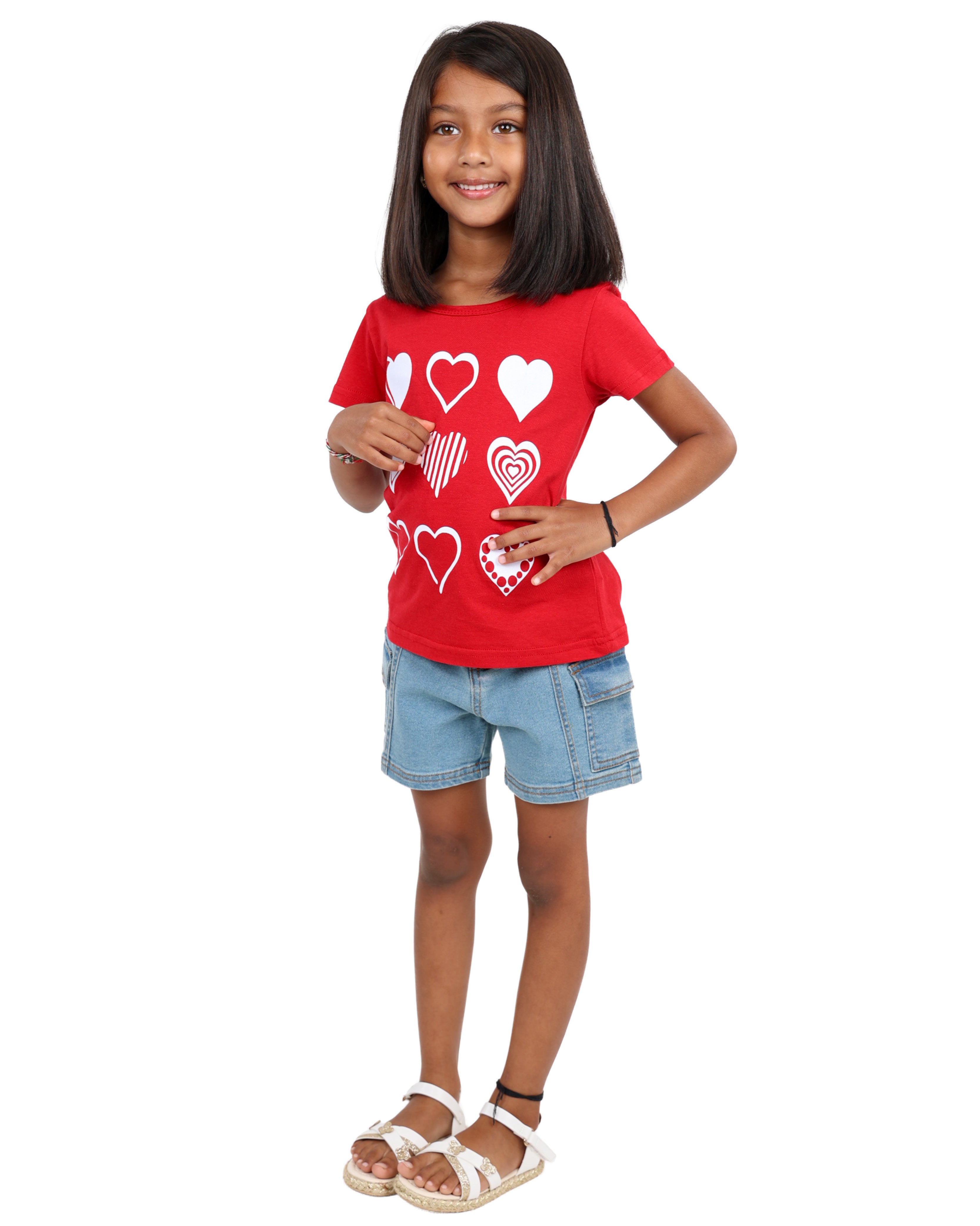 Short Sleeve Multi Heart Print T-Shirt