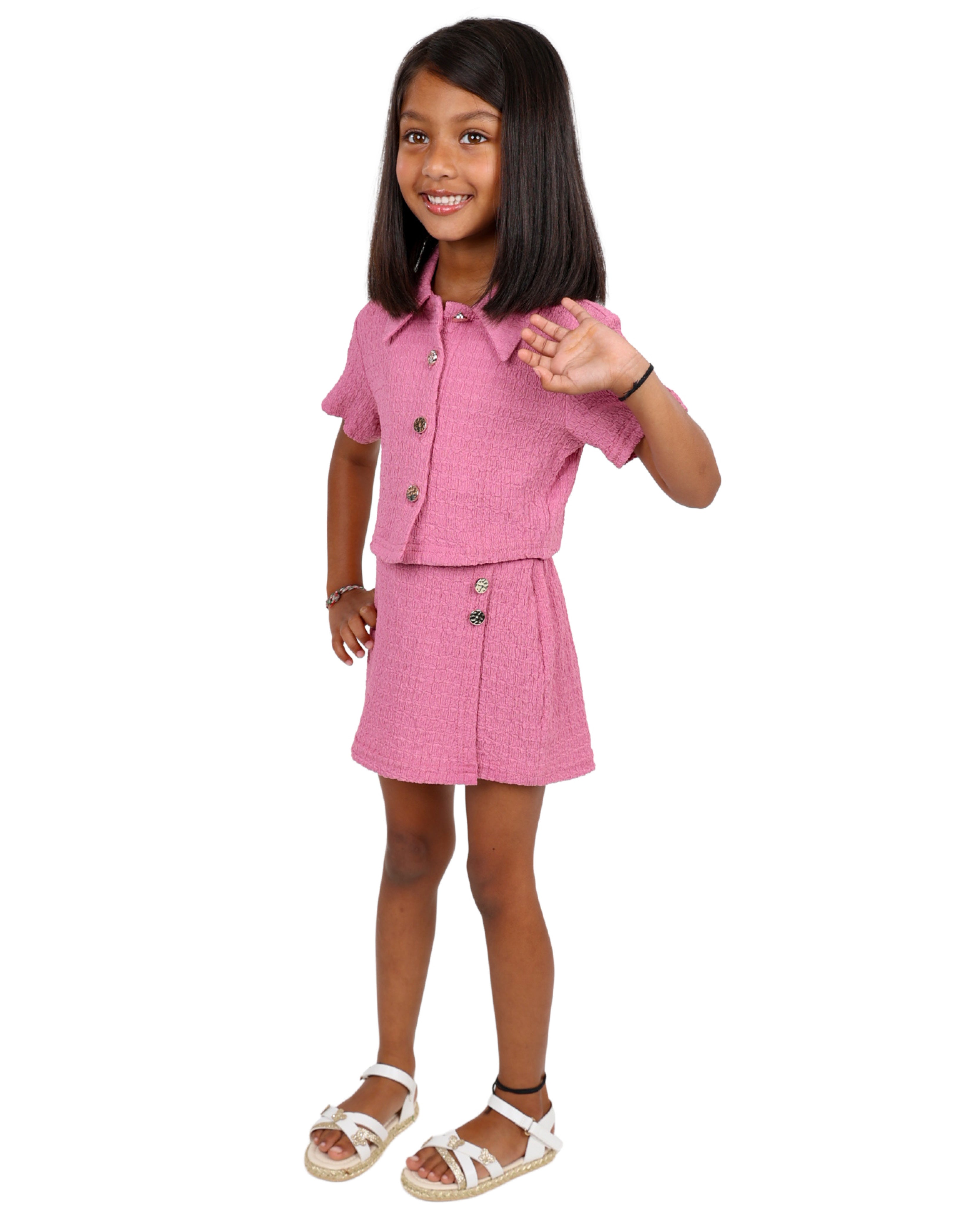 Short Sleeve Textured Cropped Shirt