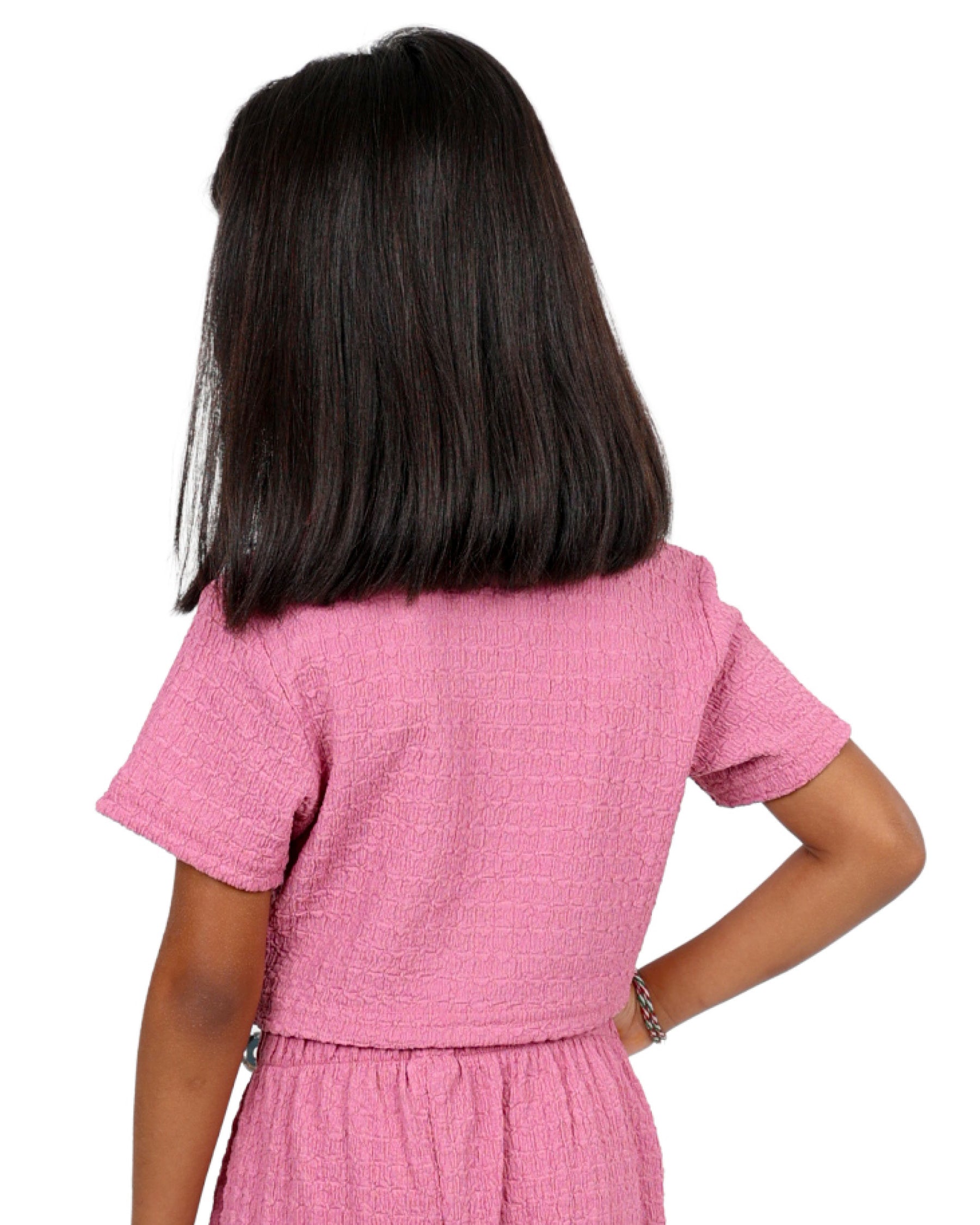 Short Sleeve Textured Cropped Shirt