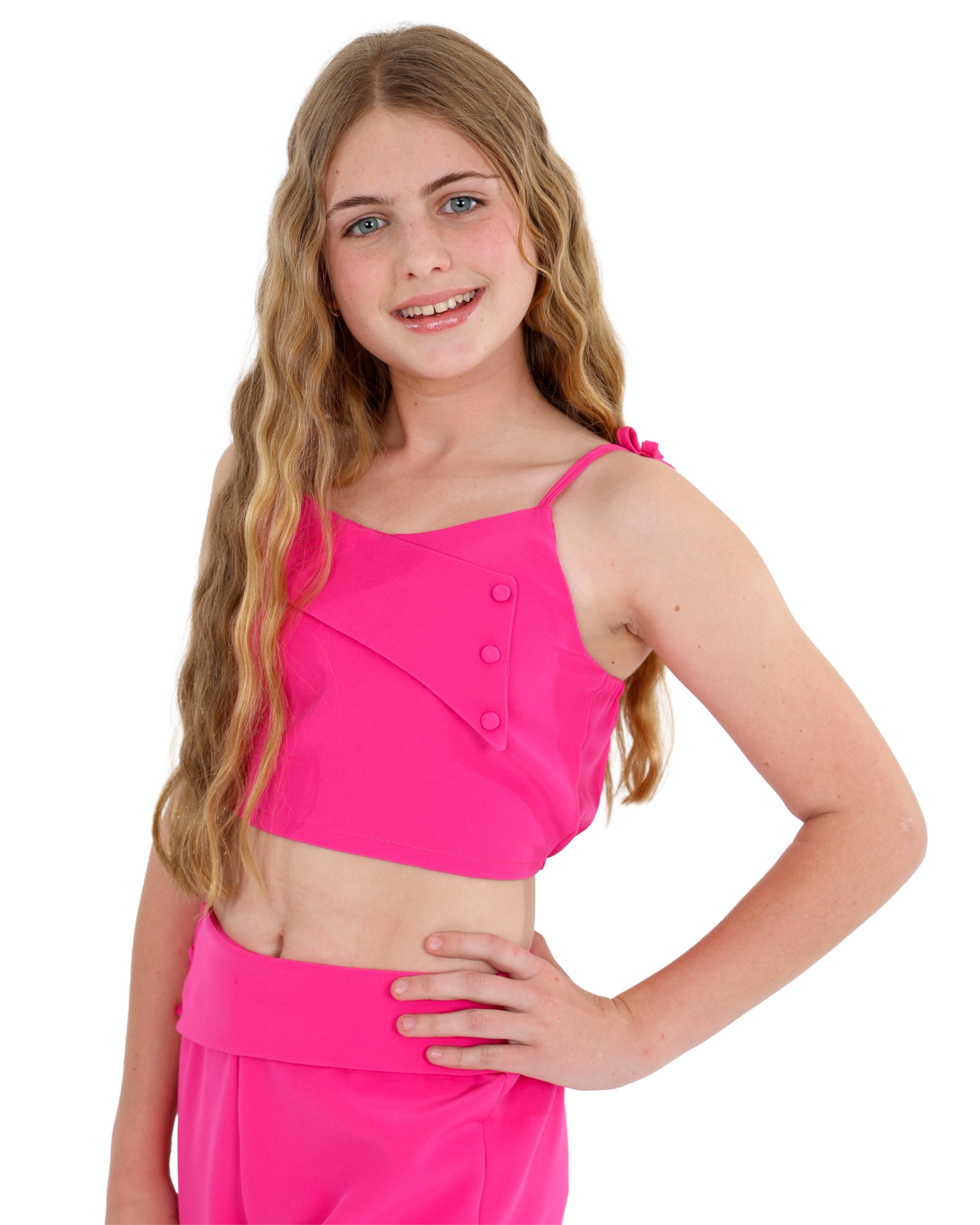 Button Detail Crop Top & Pants Set