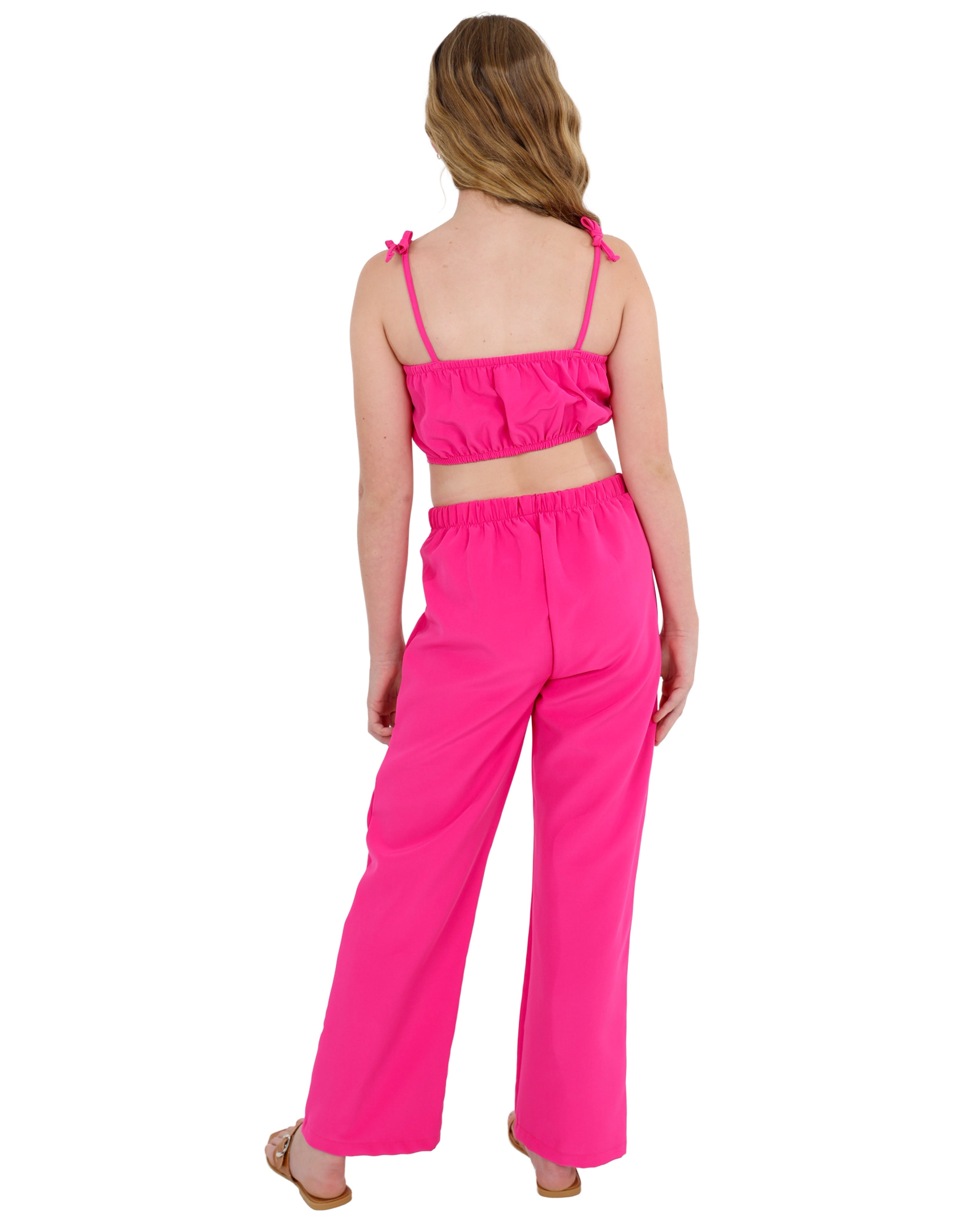 Button Detail Crop Top & Pants Set