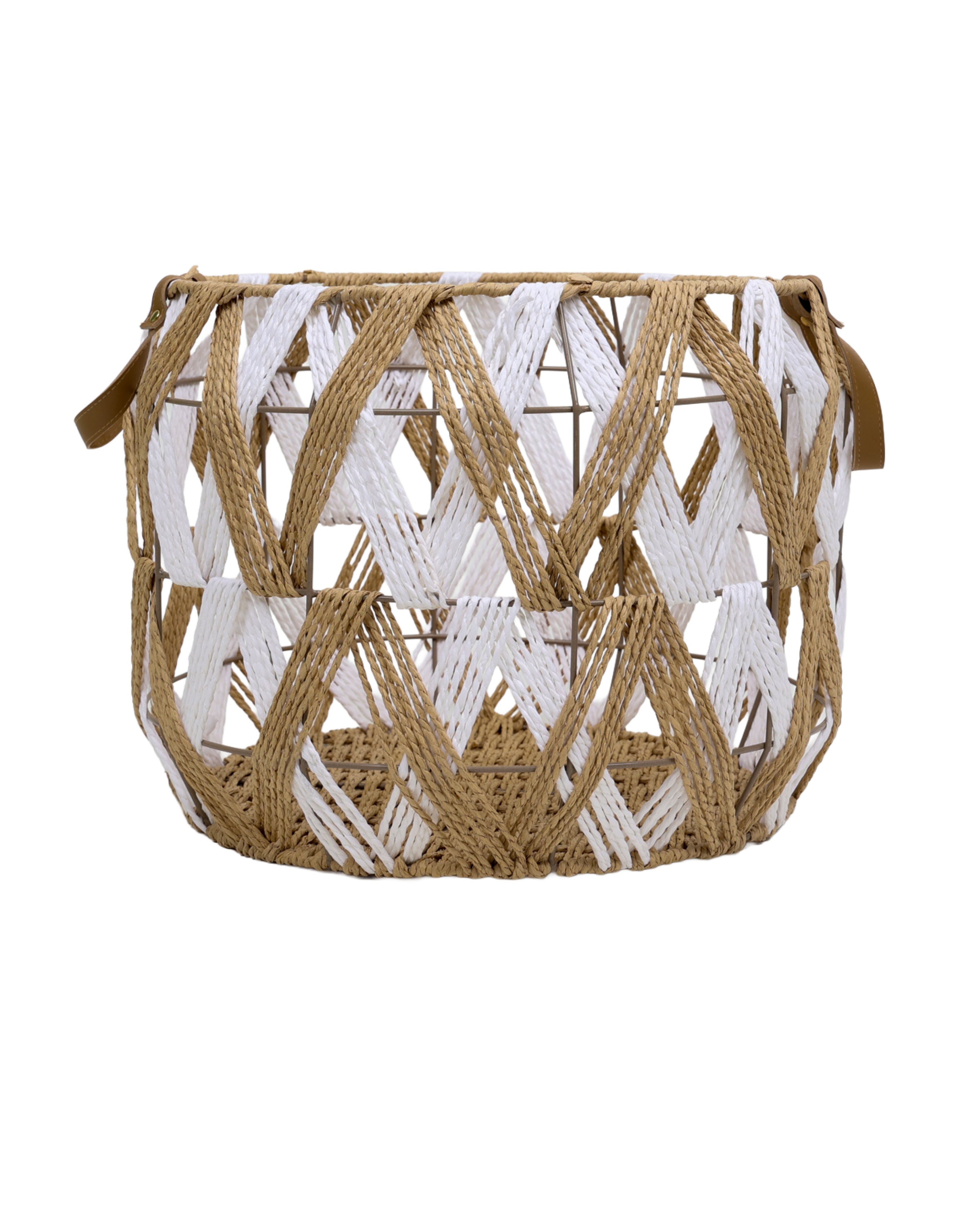 Small Two Tone Open Weave Storage Basket