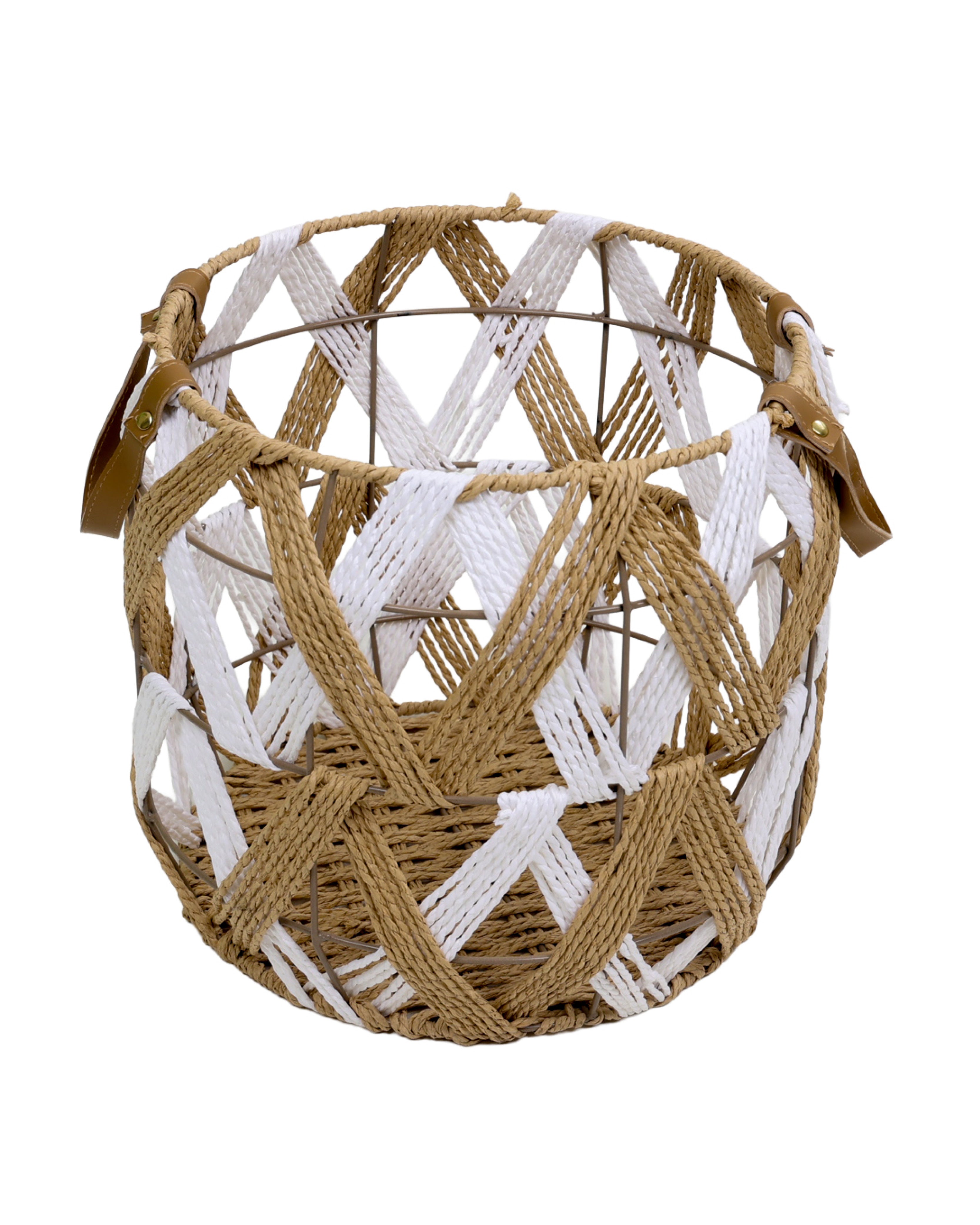 Medium Two Tone Open Weave Storage Basket