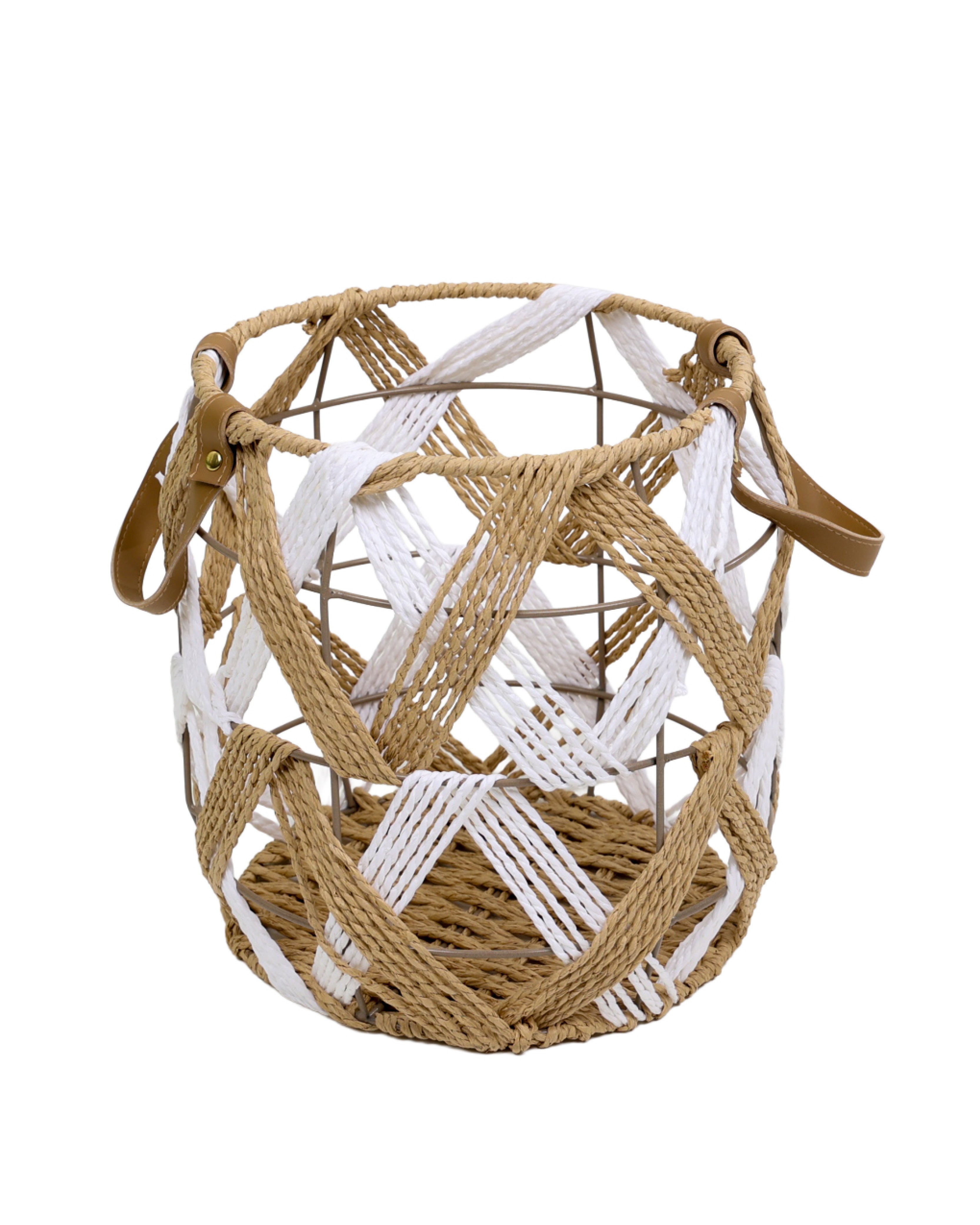 Large Two Tone Open Weave Storage Basket