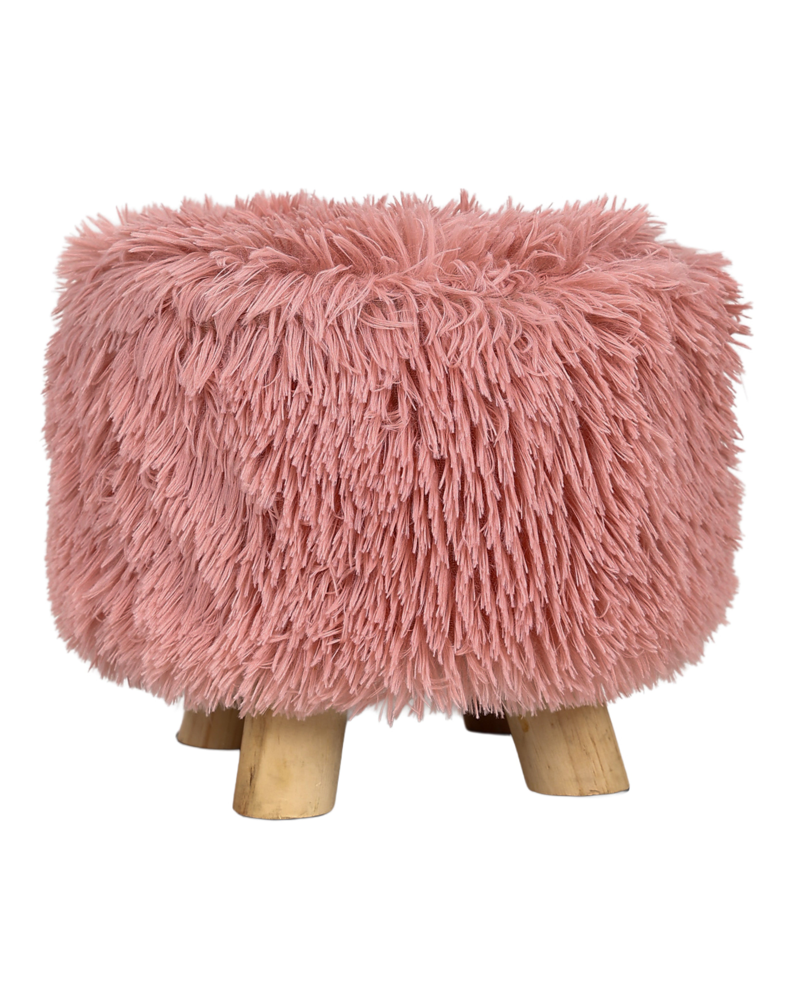 Shaggy Blush Four Legged Footstool