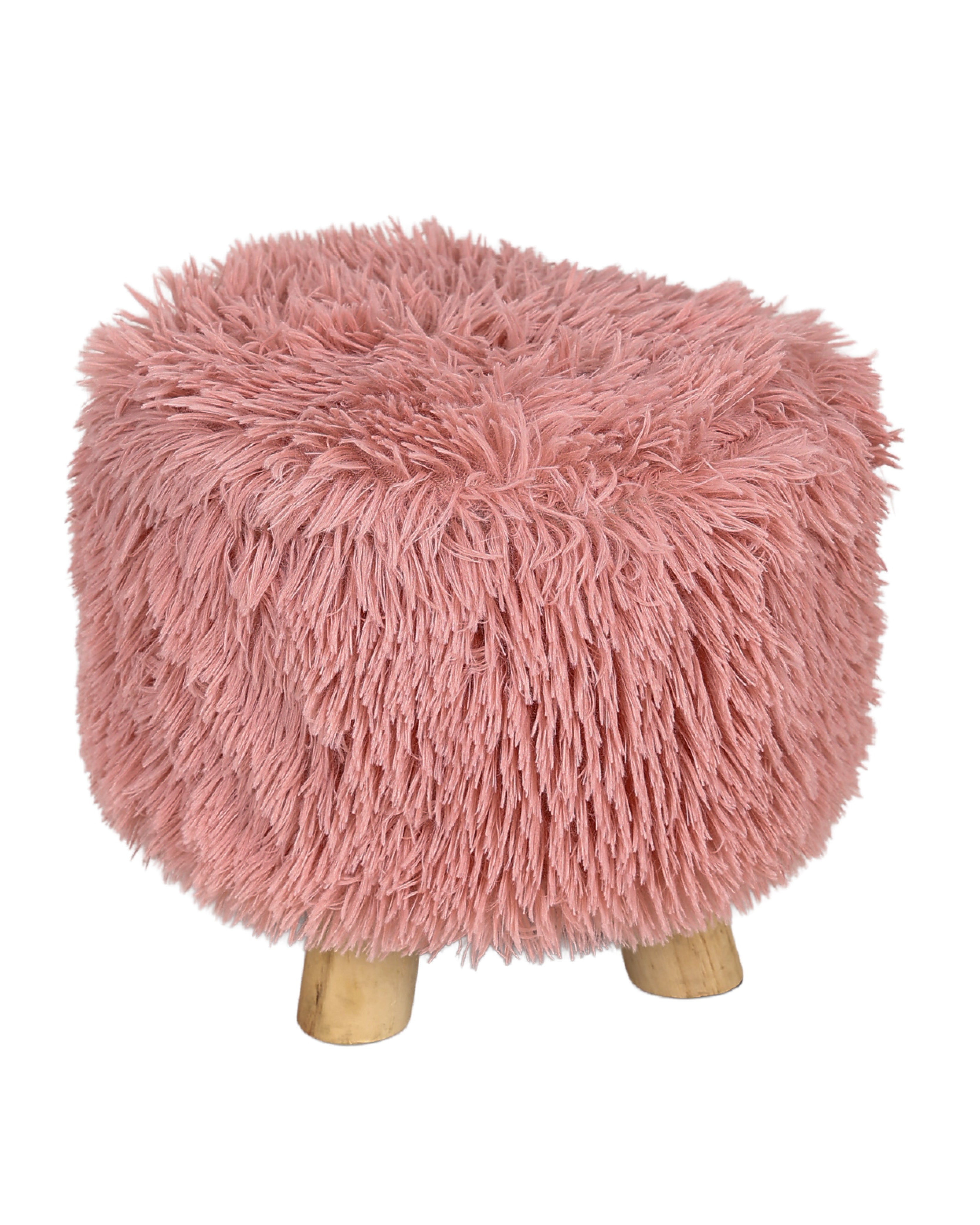Shaggy Blush Four Legged Footstool