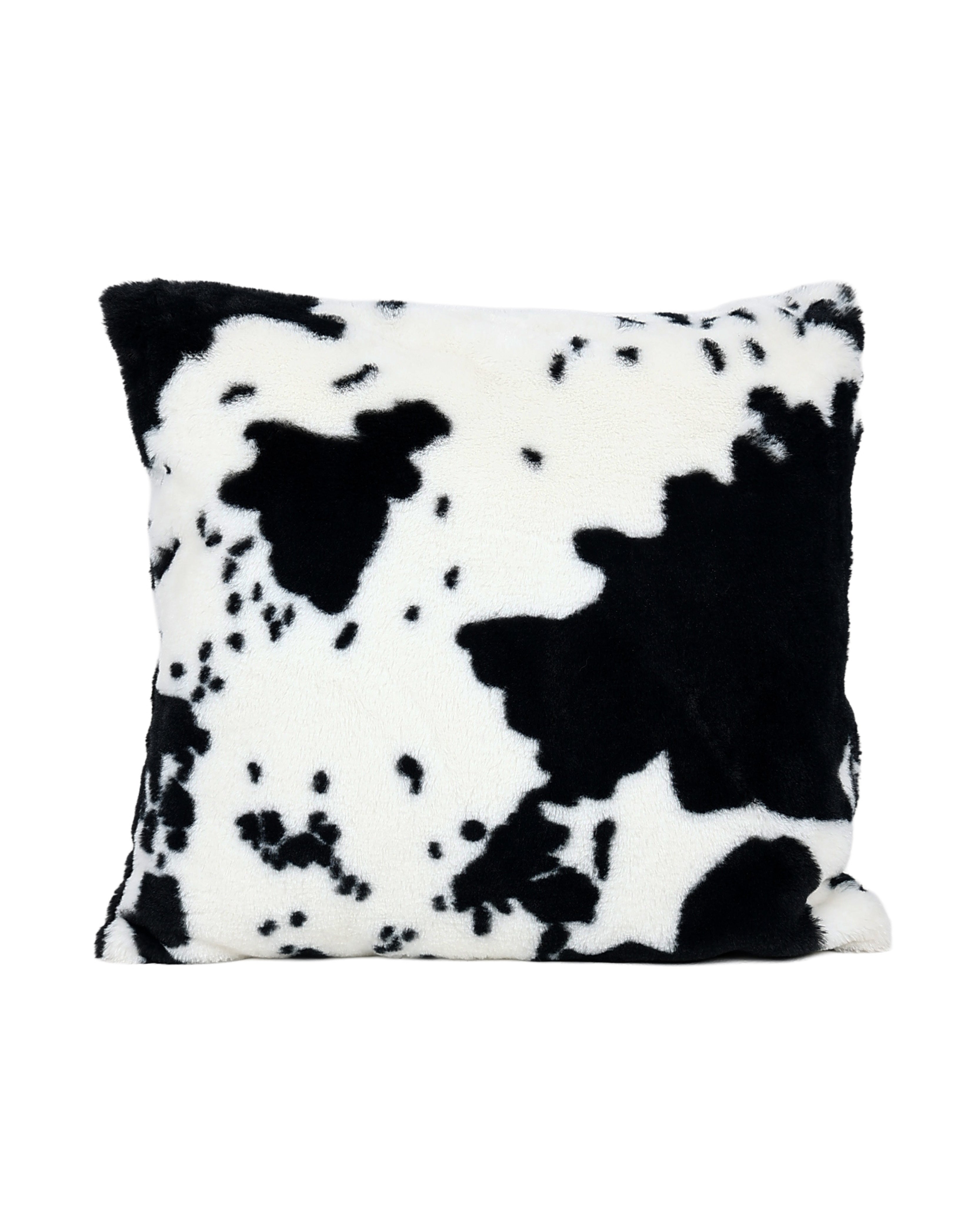 Black Fluffy Animal Hide Printed Scatter Cushion