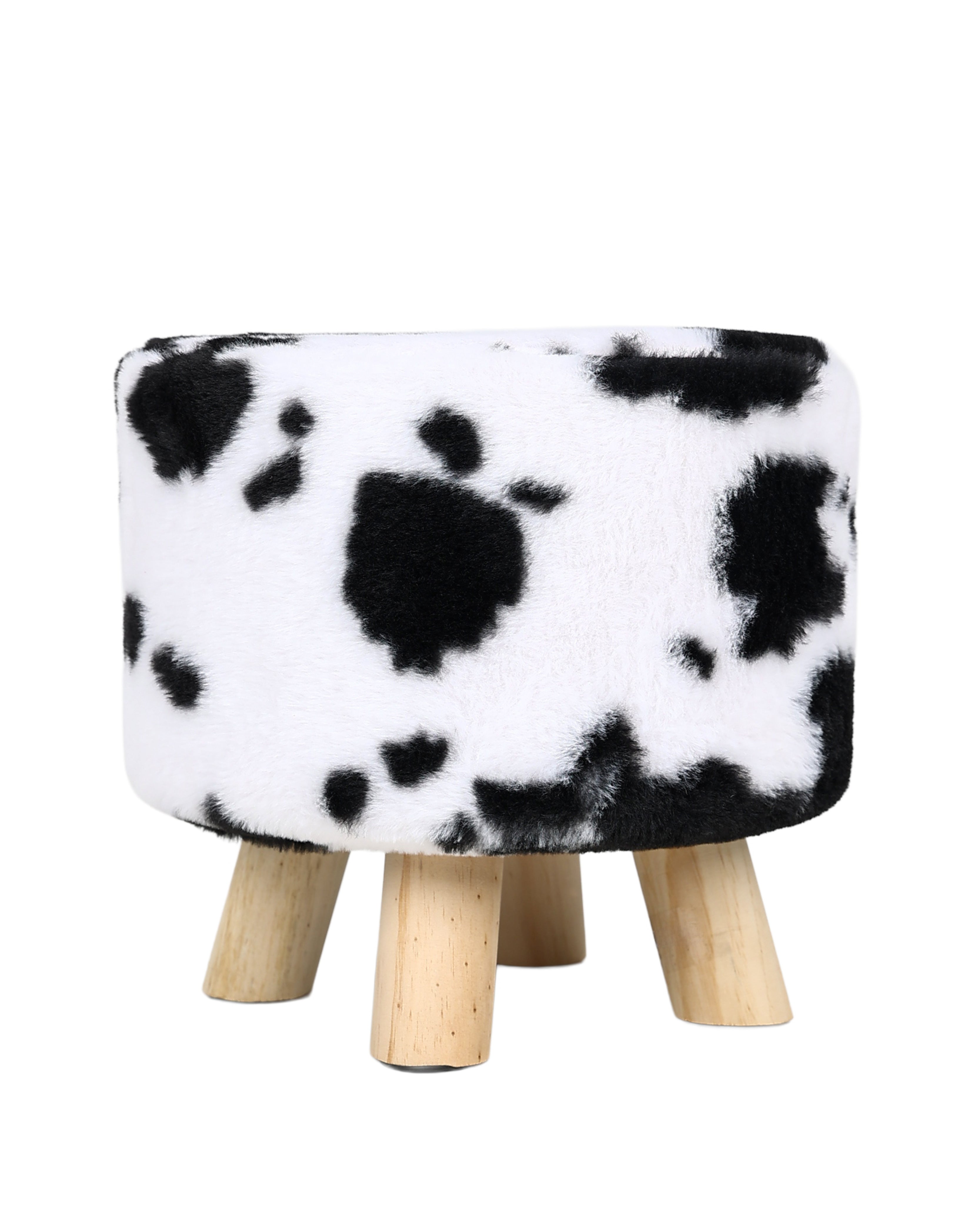 Black Cow Print 3 Legged Footstool