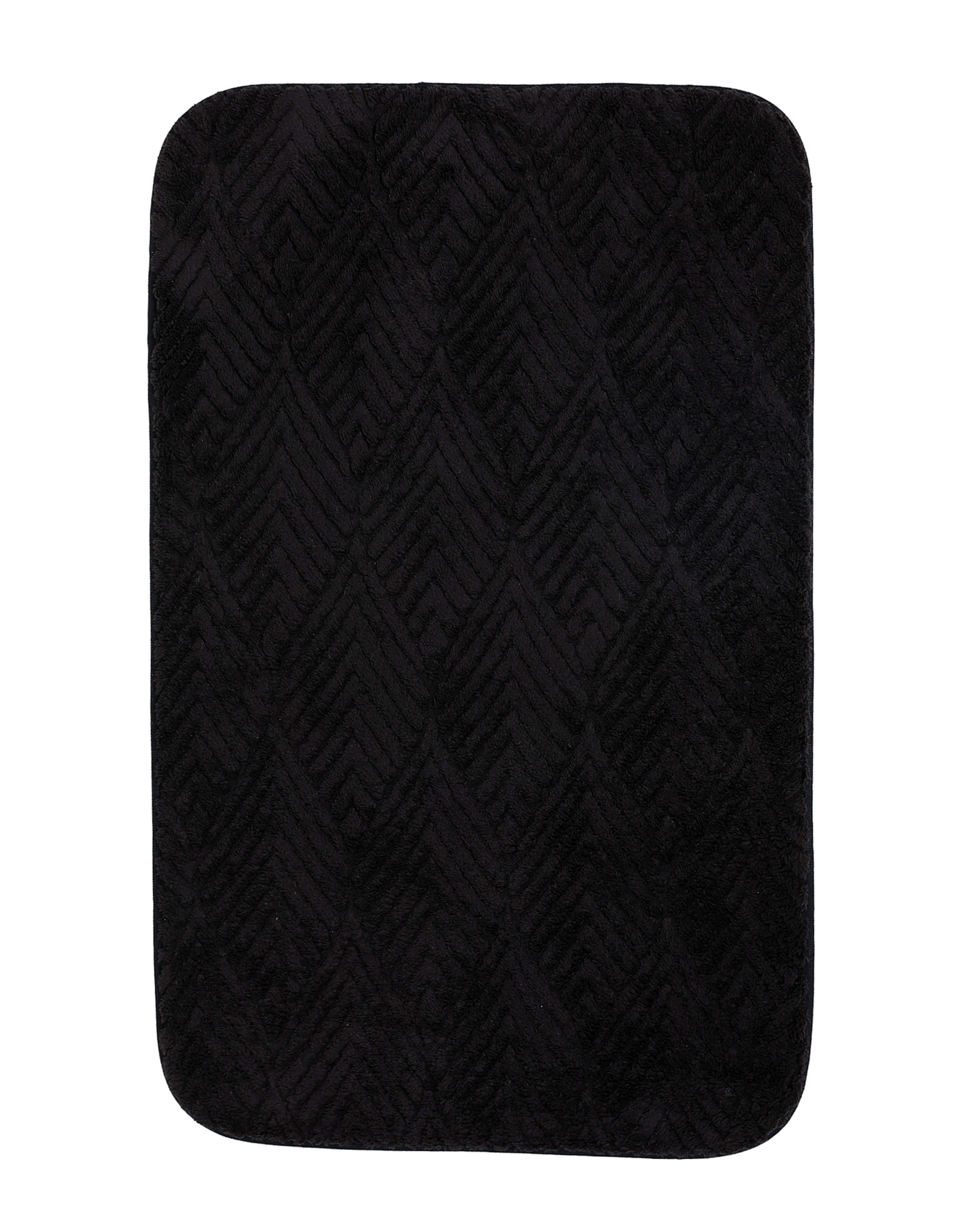 Black Embossed Leaf Bath Mat