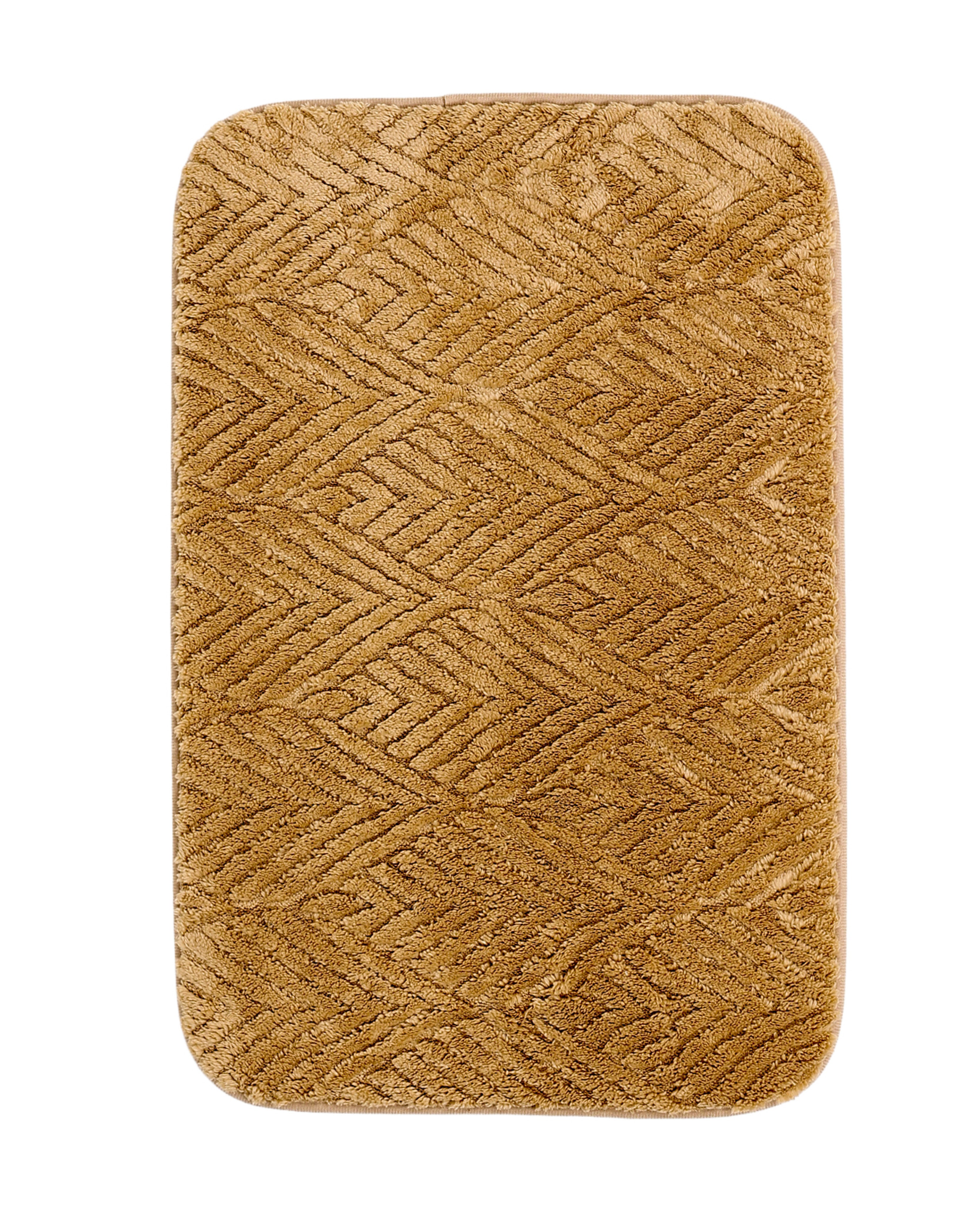 Beige Embossed Leaf Bath Mat