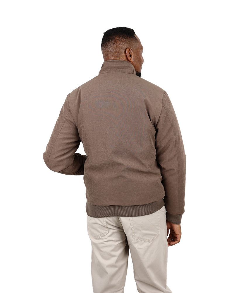 Taupe Moss Twill Harrington Zip Up Jacket