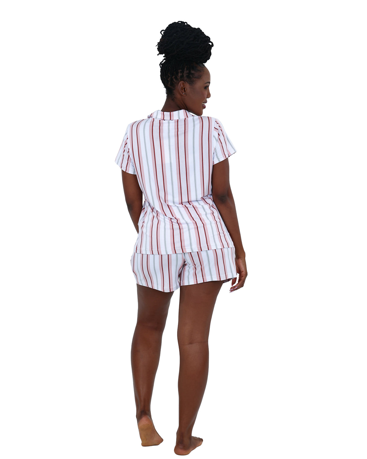 Short Sleeve Stripe Button Through Shorts Pyjama Set