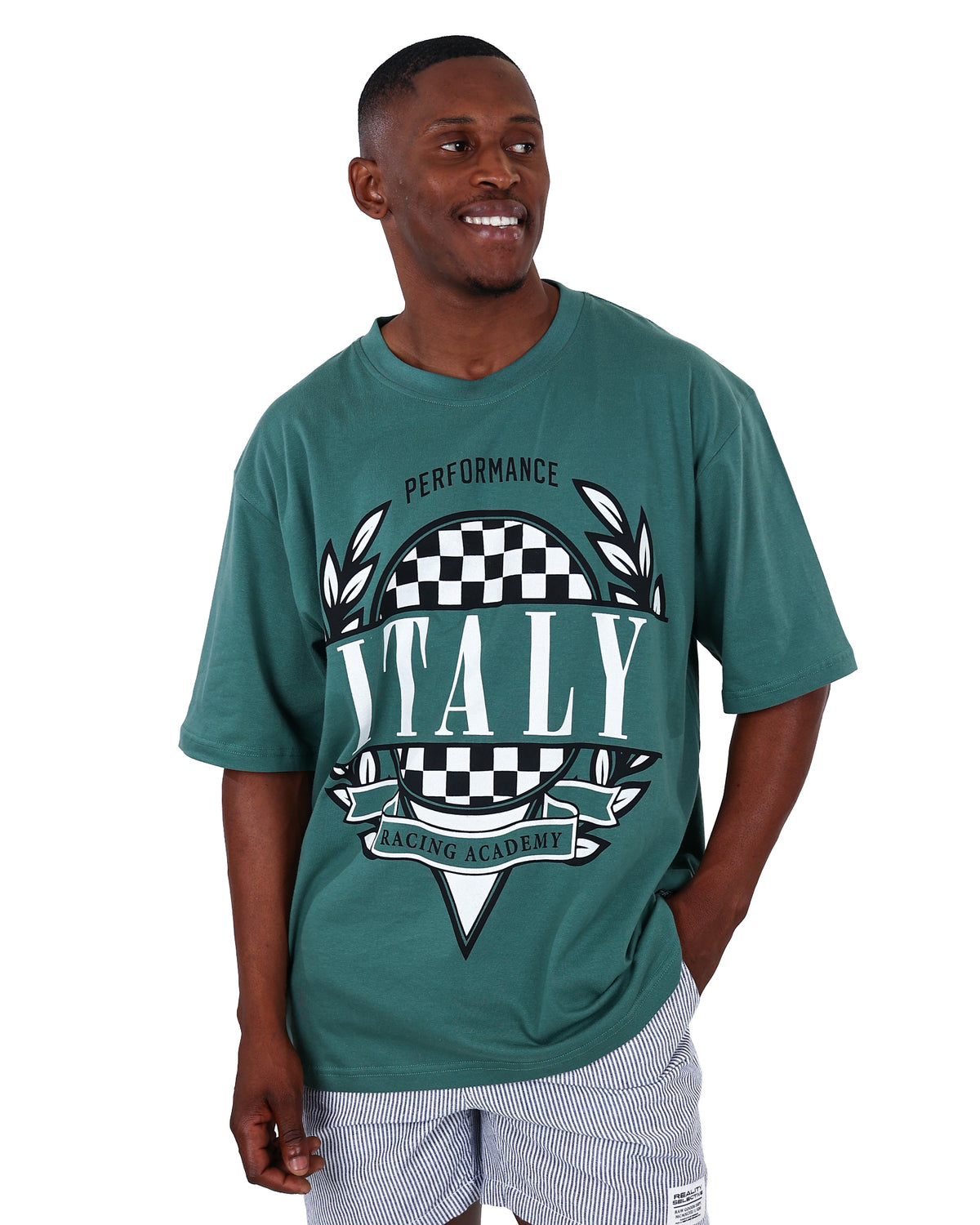 Short Sleeve Green Italy Racing Graphic T-Shirt