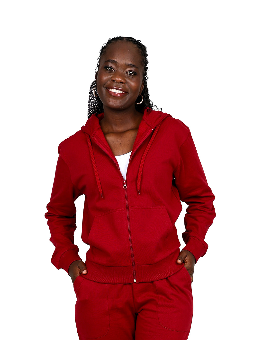 LIFEMANIA DAILY LAYER ZIP HOODIE（RED） M Red Zip-Through Hoodie