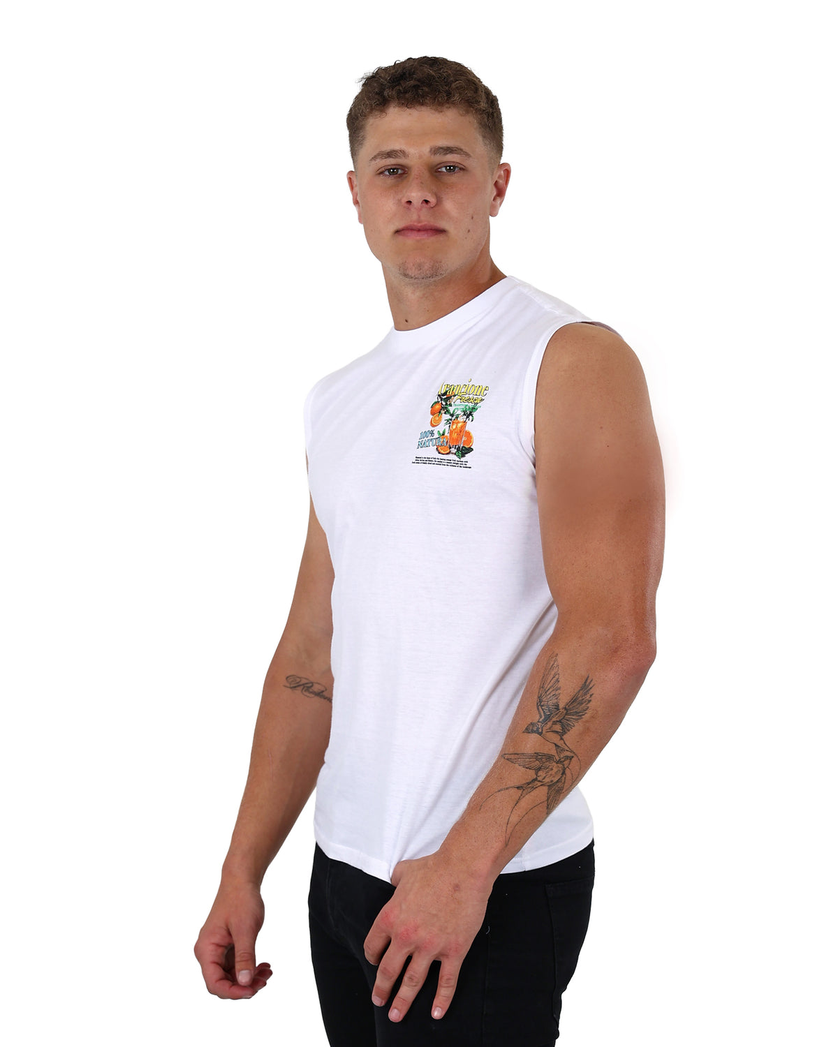 Sleeveless White Arancione Fresca Vest