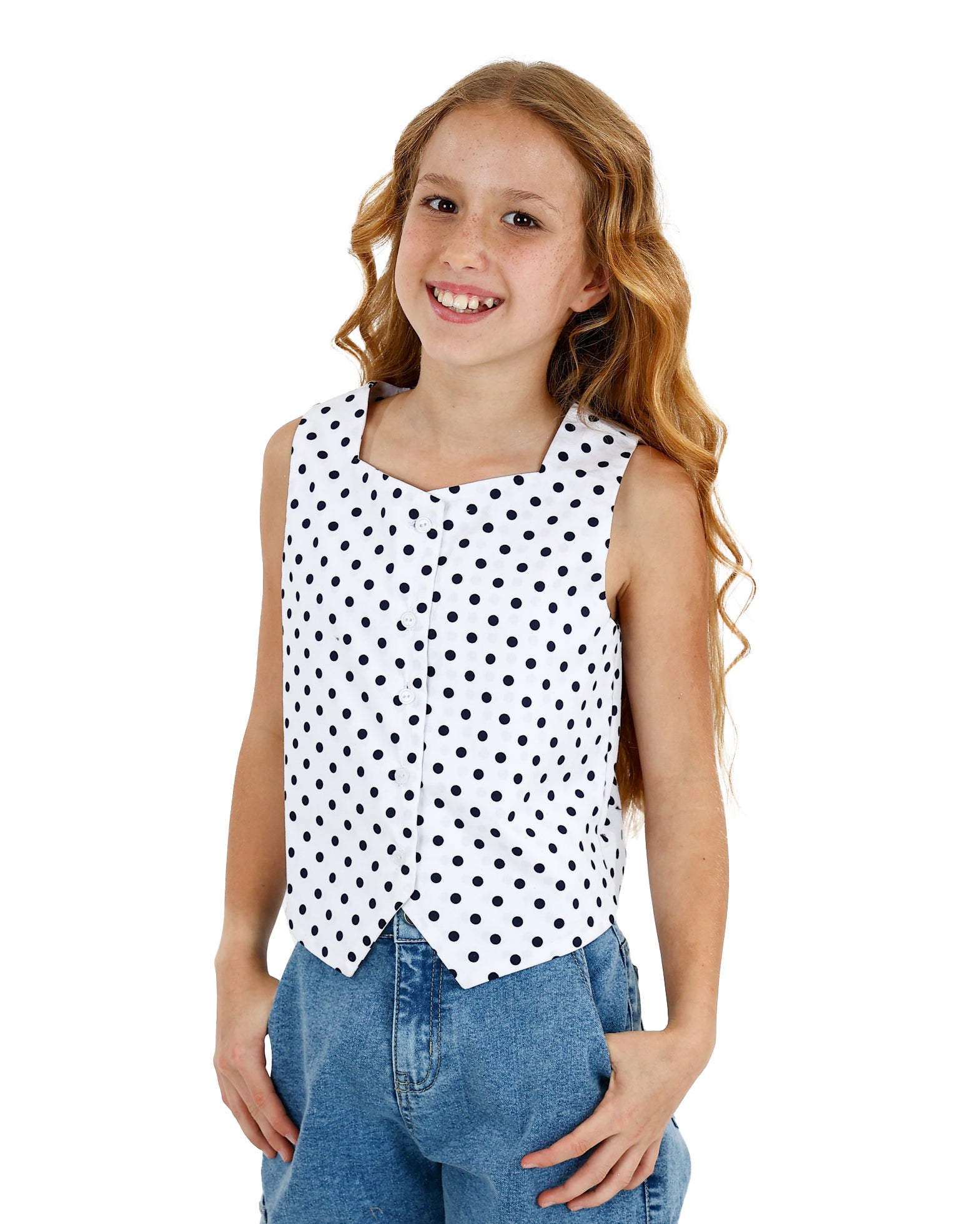 Polka Dot Button-Up Waistcoat
