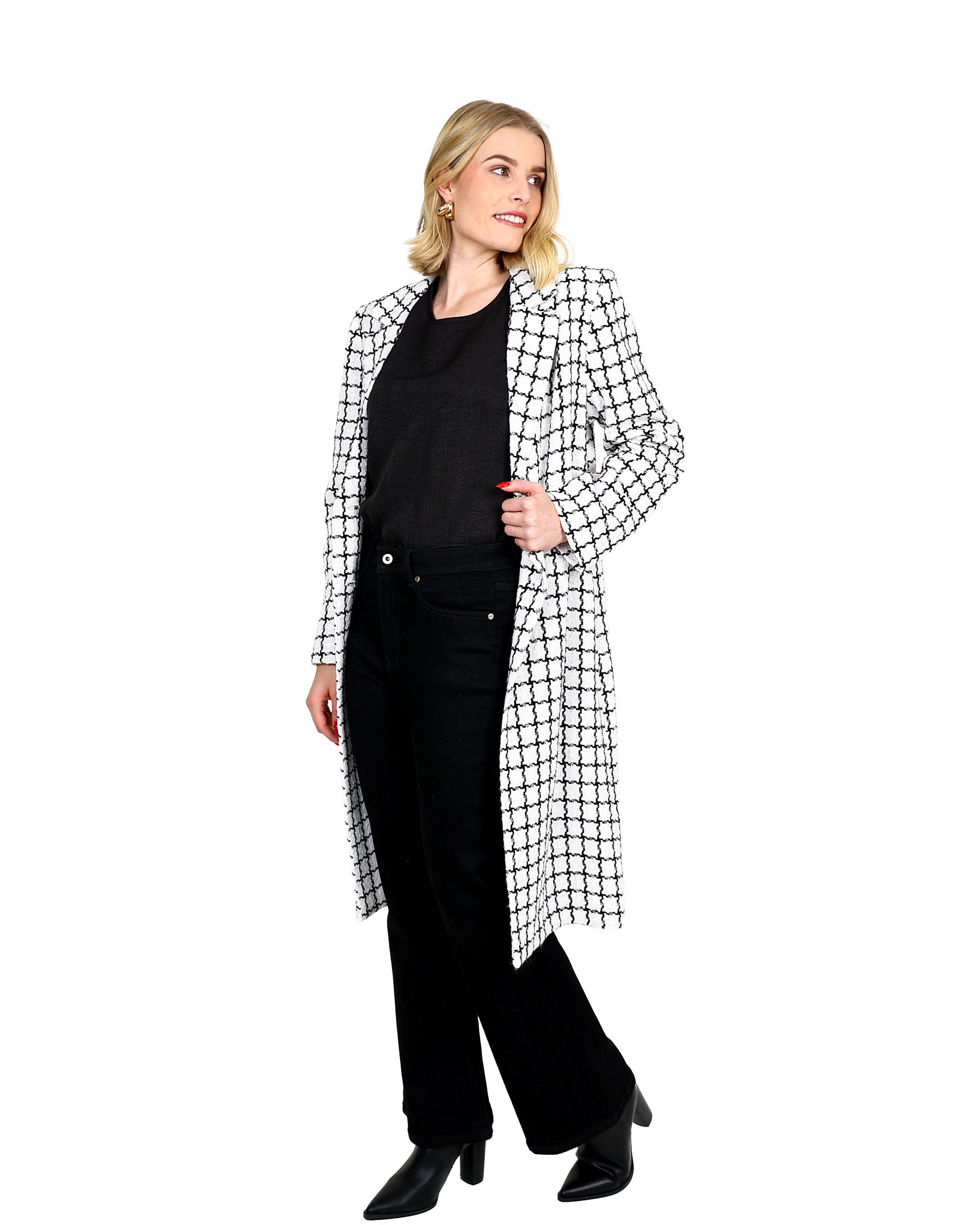 Monochrome Check Coat