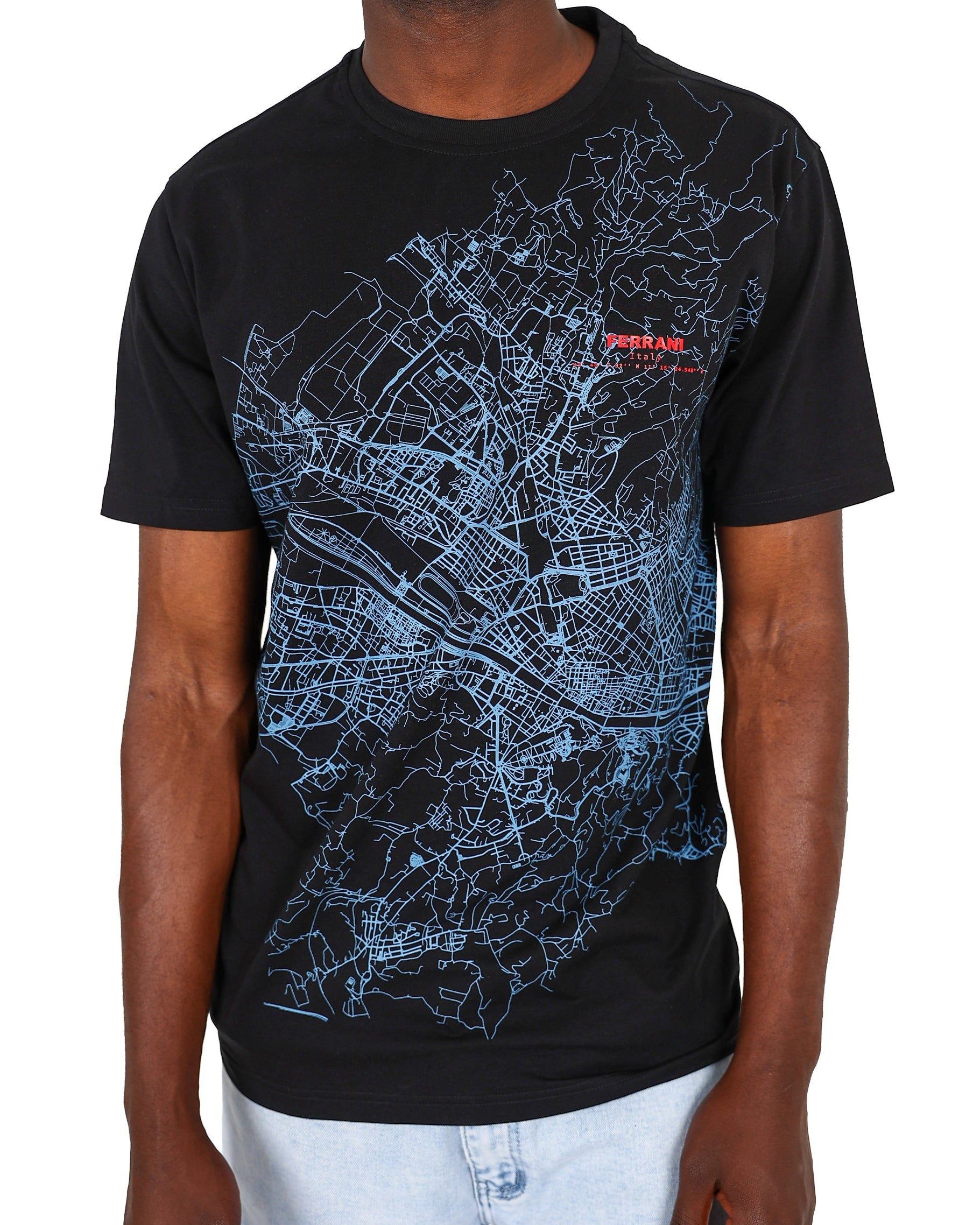 Ferrani Short Sleeve Italian City Map Graphic T-Shirt
