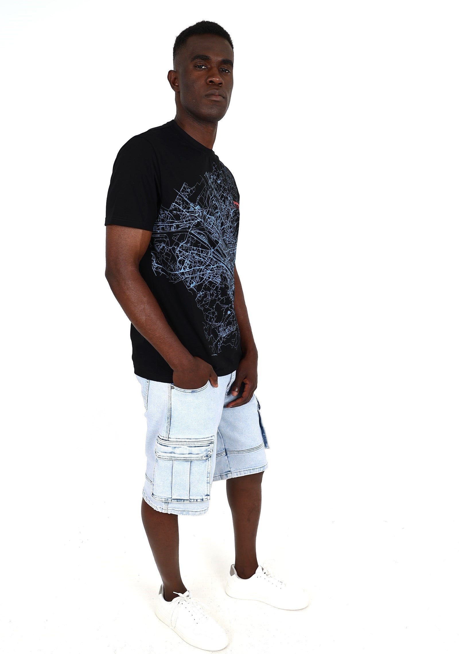 Ferrani Cargo Medium Indigo Denim Shorts (wc)