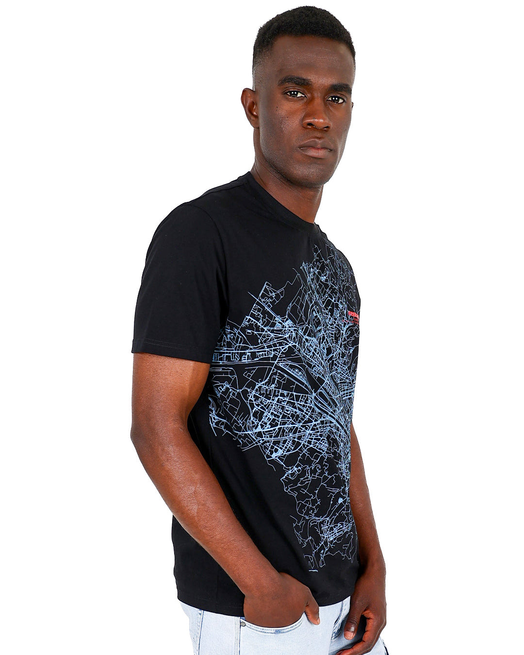 Ferrani Short Sleeve Italian City Map Graphic T-Shirt