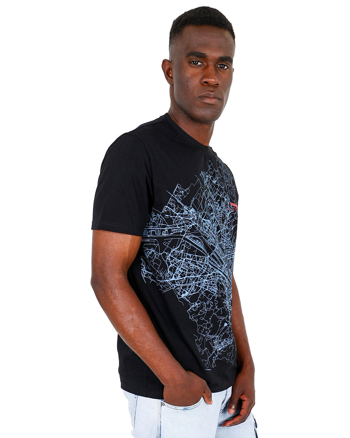 Ferrani Short Sleeve Italian City Map Graphic T-Shirt