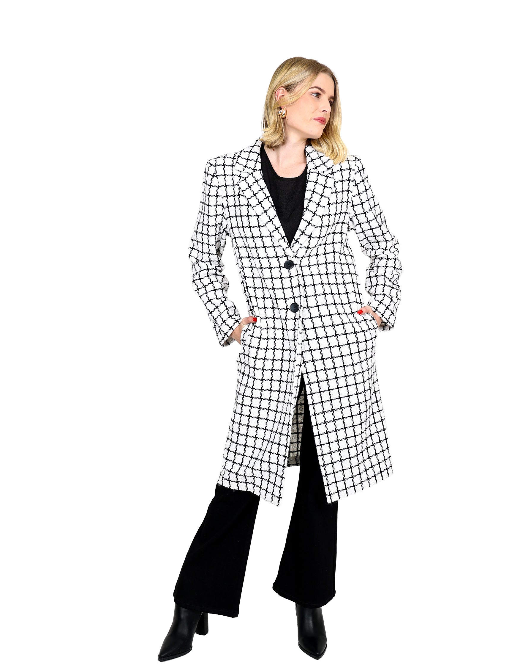 Monochrome Check Coat