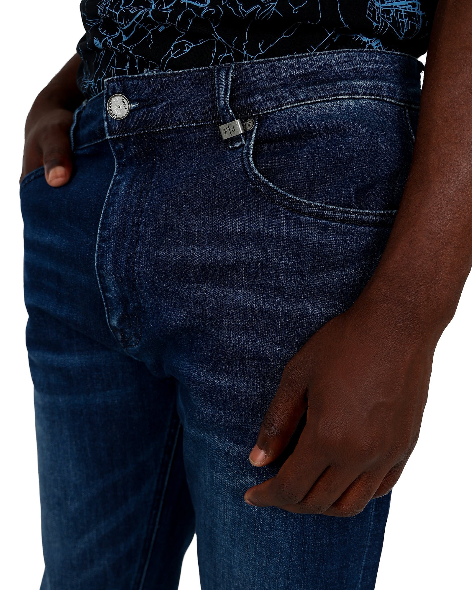 Ferrani 5 Pocket Slim Fit Stretch Dark Indigo Jeans