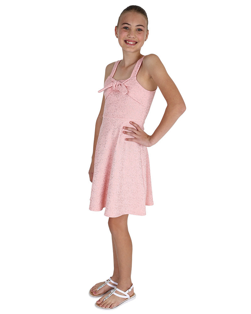 Tie-Up Bow Detail Shimmer Party Dress