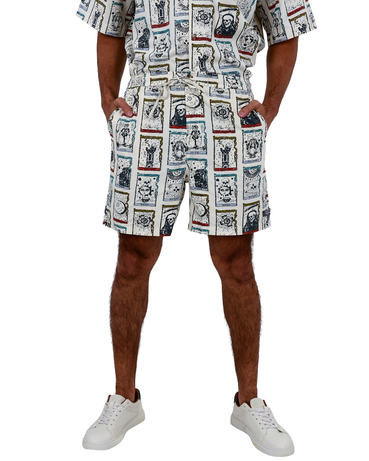 Tarot Card Graphic Print Shorts